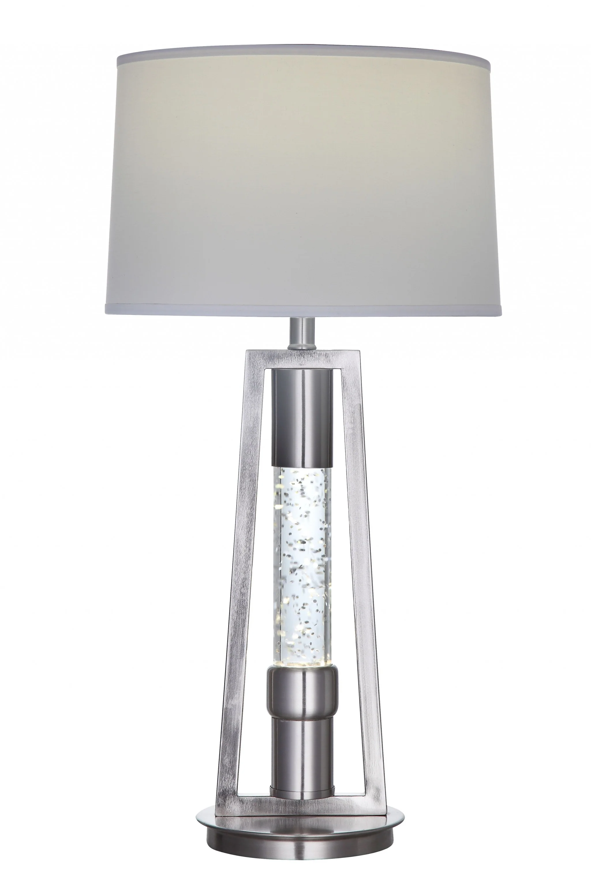 Brushed Nickel Metal Glass LED Shade Table Lamp By Homeroots - 347217
