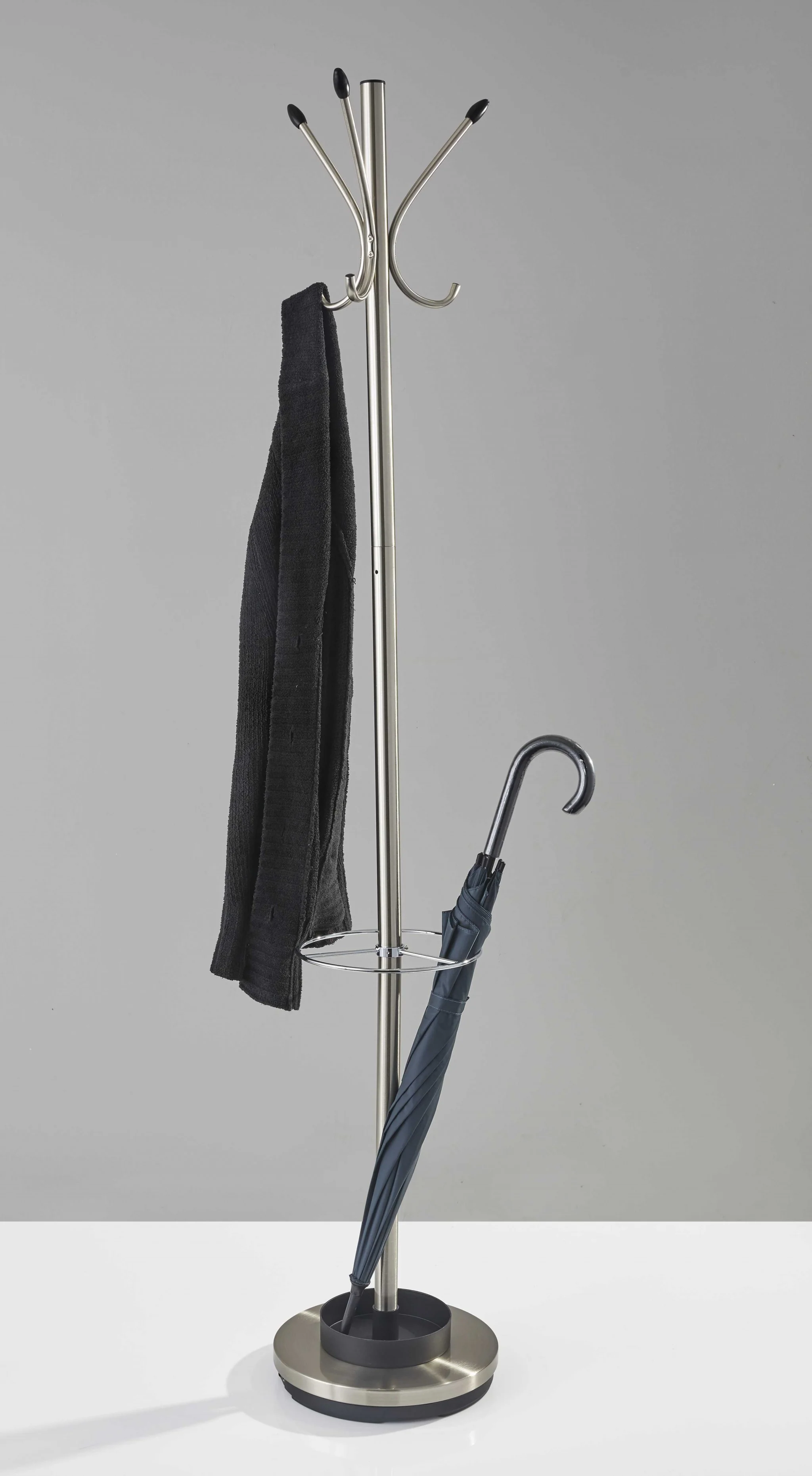 Brushed Steel Brushed Steel Stand Coat Rack By Homeroots - Image 3