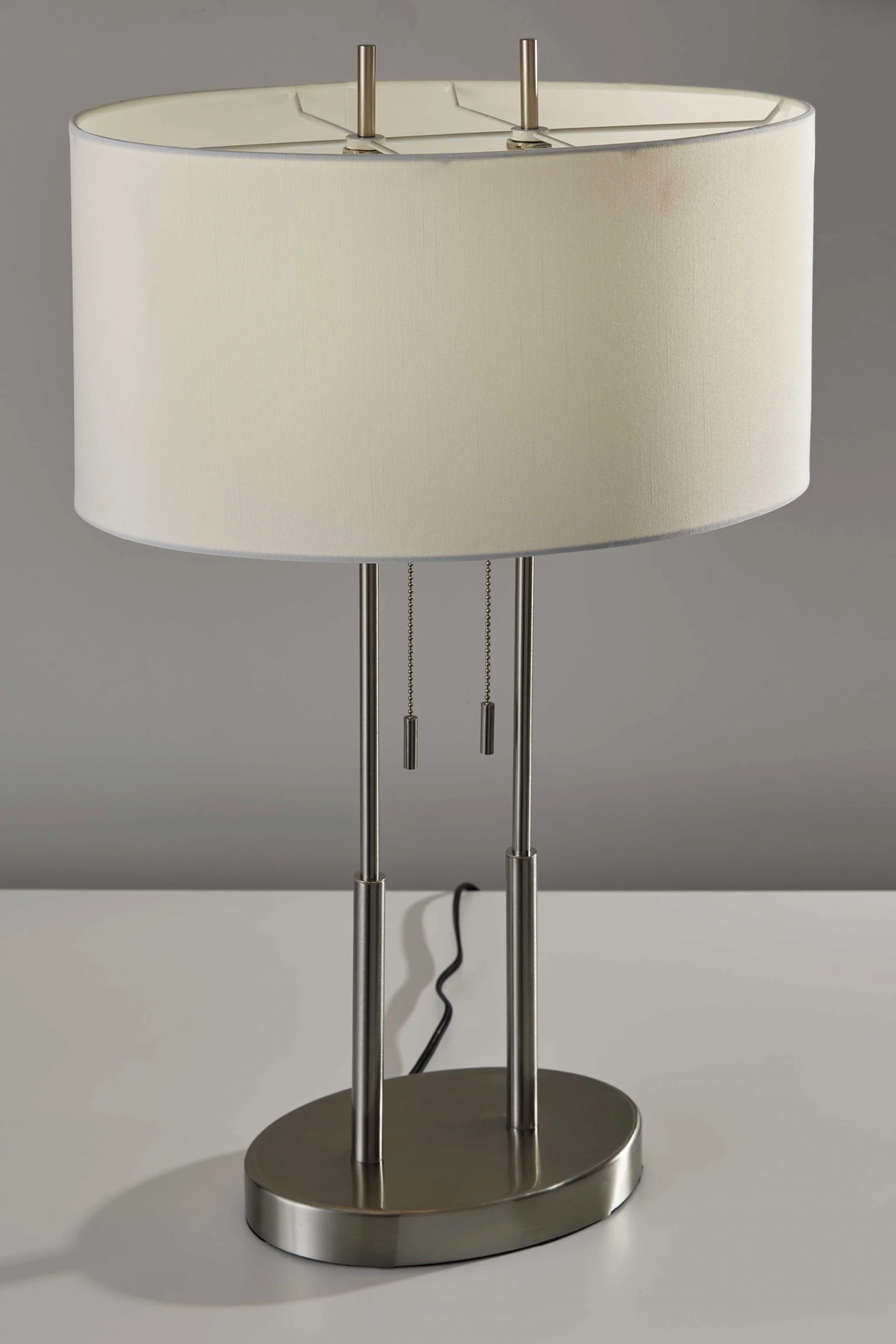 Brushed Steel Dual Pole Metal Table Lamp By Homeroots