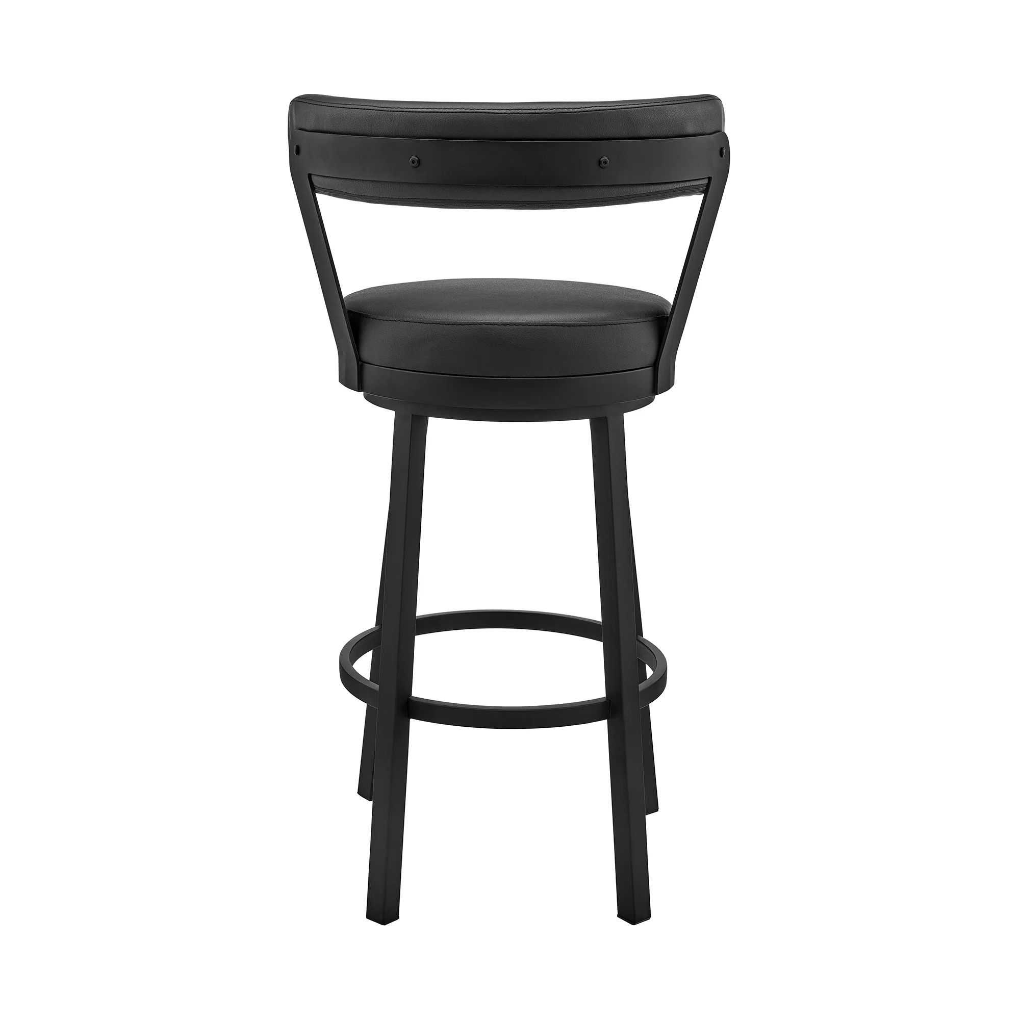 Bryant 30" Bar Height Swivel Bar Stool in Black Finish and Black Faux Leather By Armen Living - Image 6
