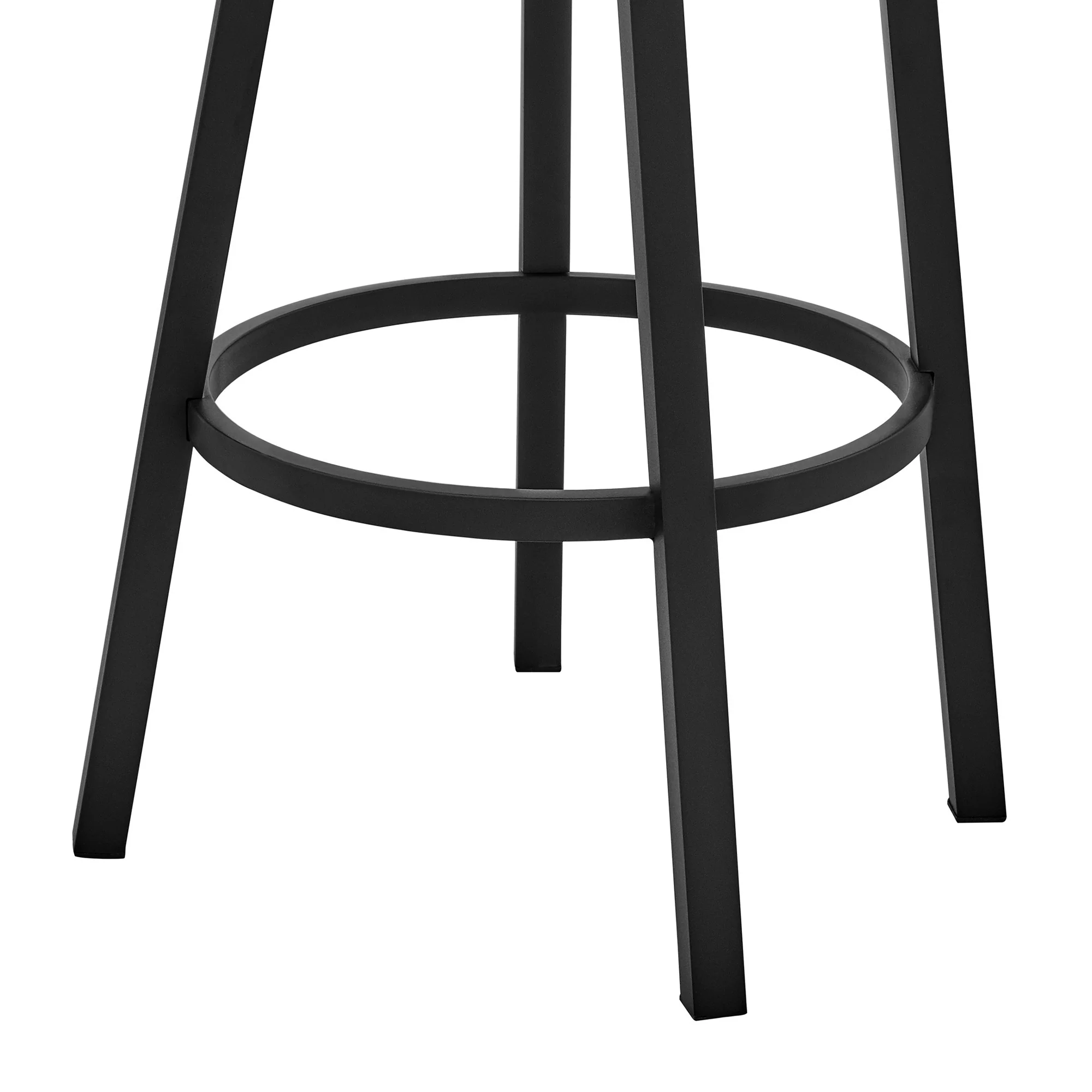 Bryant 30" Bar Height Swivel Bar Stool in Black Finish and Black Faux Leather By Armen Living - Image 8