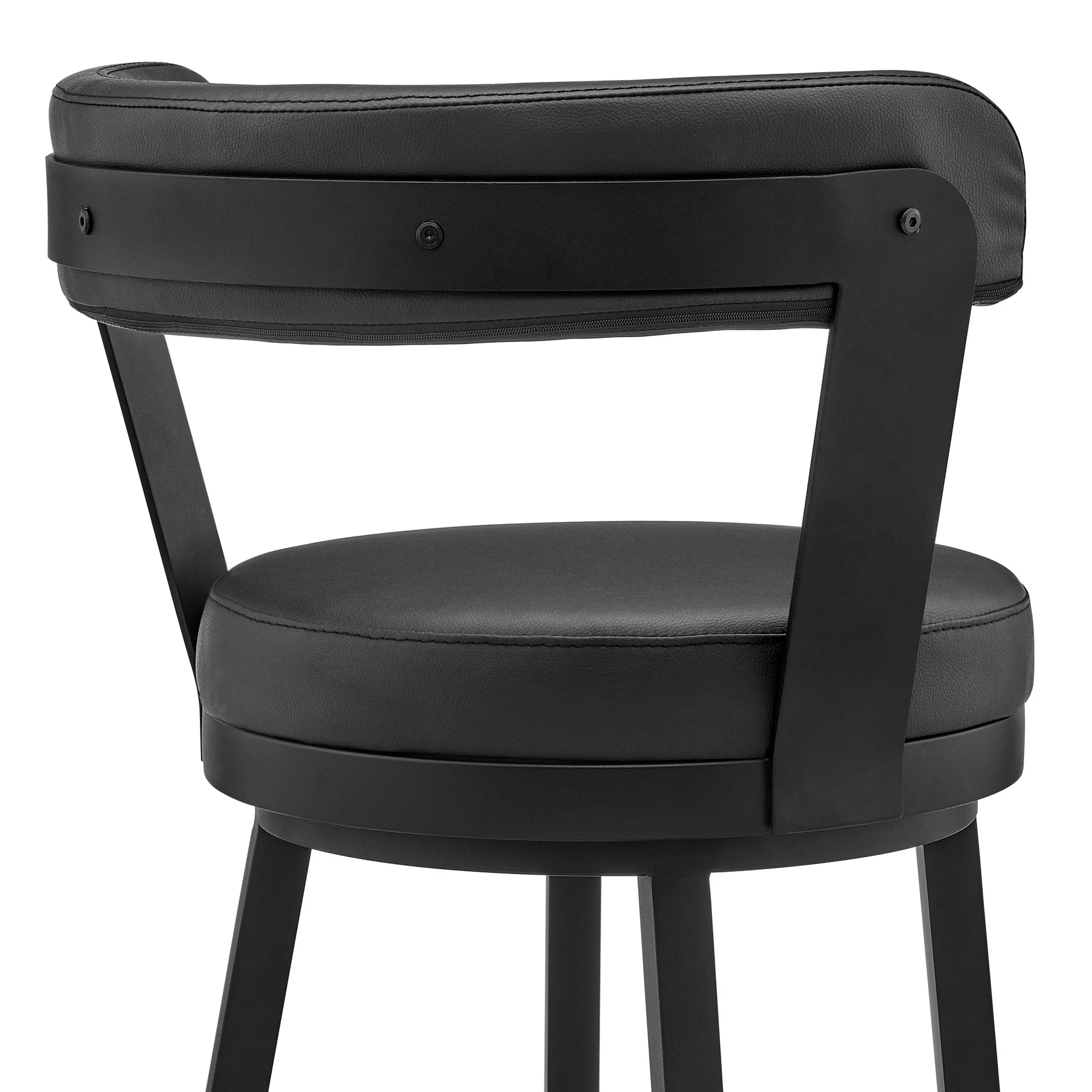 Bryant 30" Bar Height Swivel Bar Stool in Black Finish and Black Faux Leather By Armen Living - Image 9