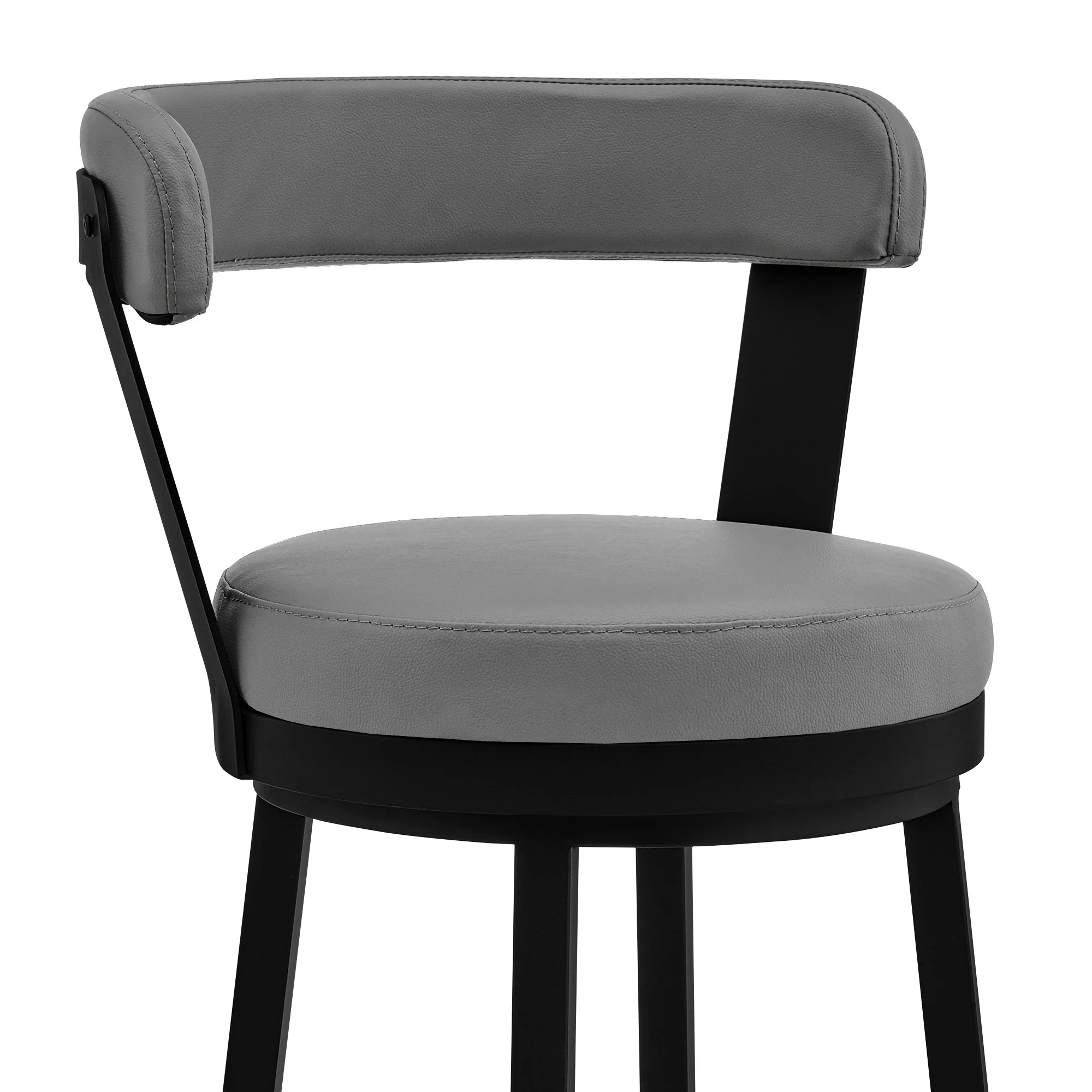 Bryant 30" Bar Height Swivel Bar Stool in Black Finish and Gray Faux Leather By Armen Living - Image 7