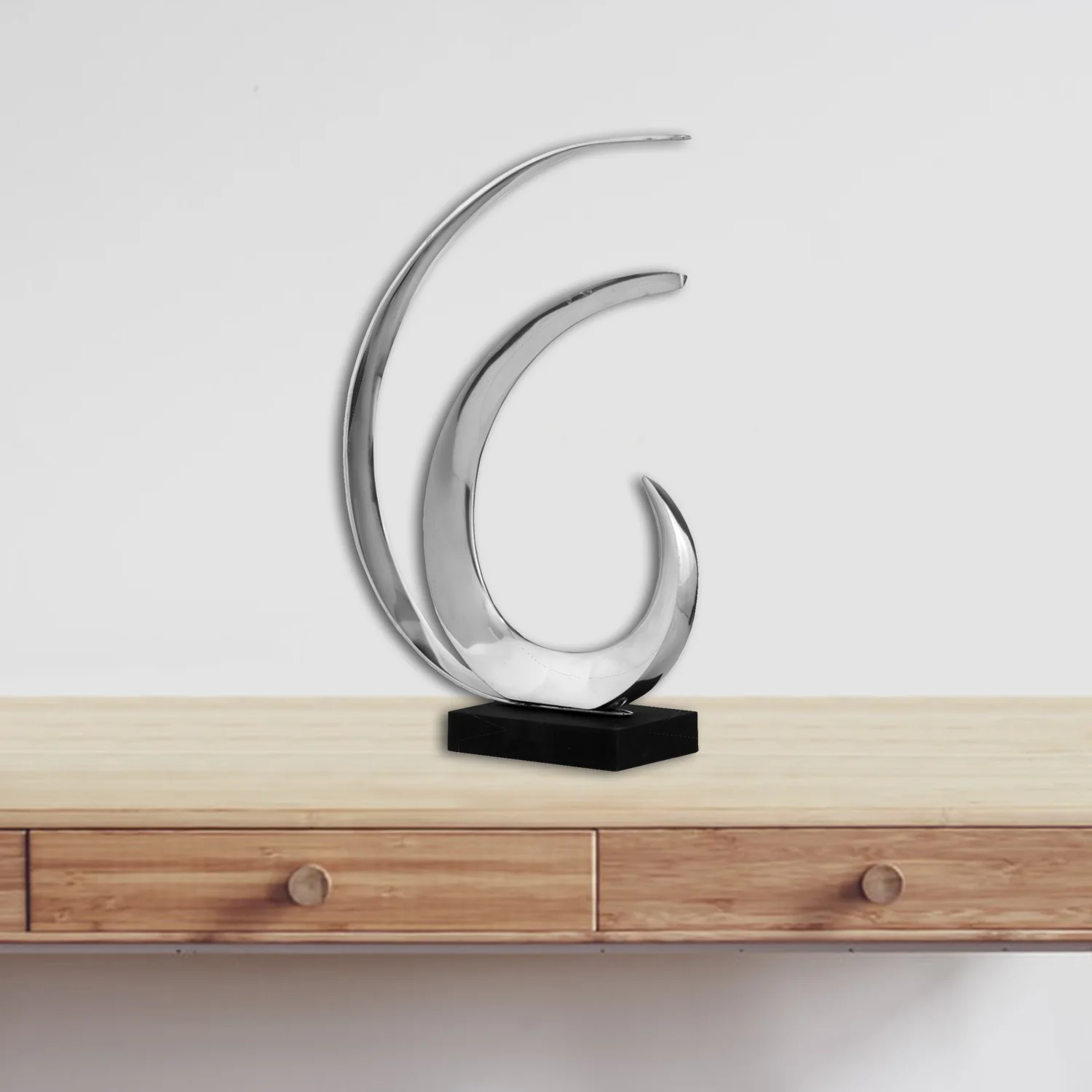 Buffed and Black Wave Sculpture By Homeroots