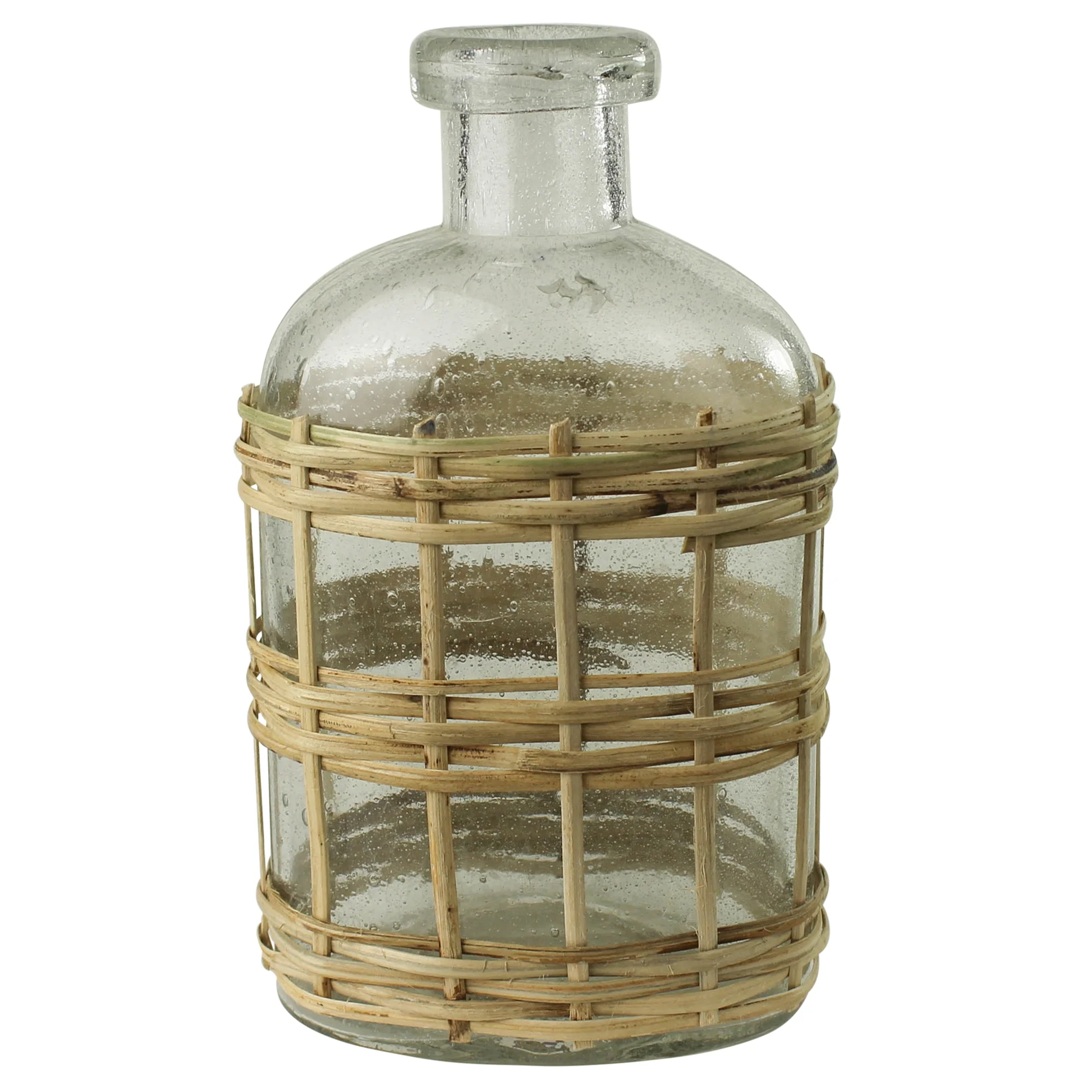 Cairo Bottle, Glass & Rattan - Small Set Of 2 By HomArt