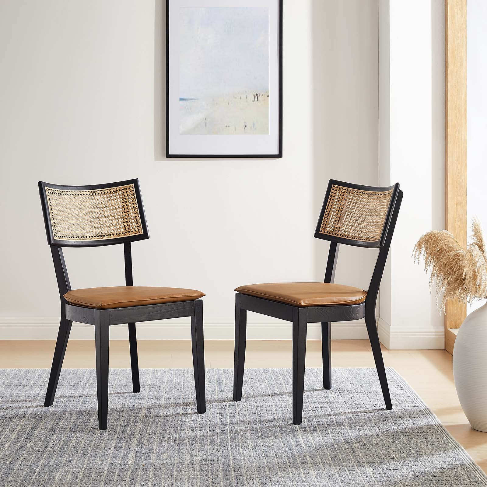 Caledonia Vegan Leather Upholstered Wood Dining Chairs - Set of 2 By Modway - EEI-6732
