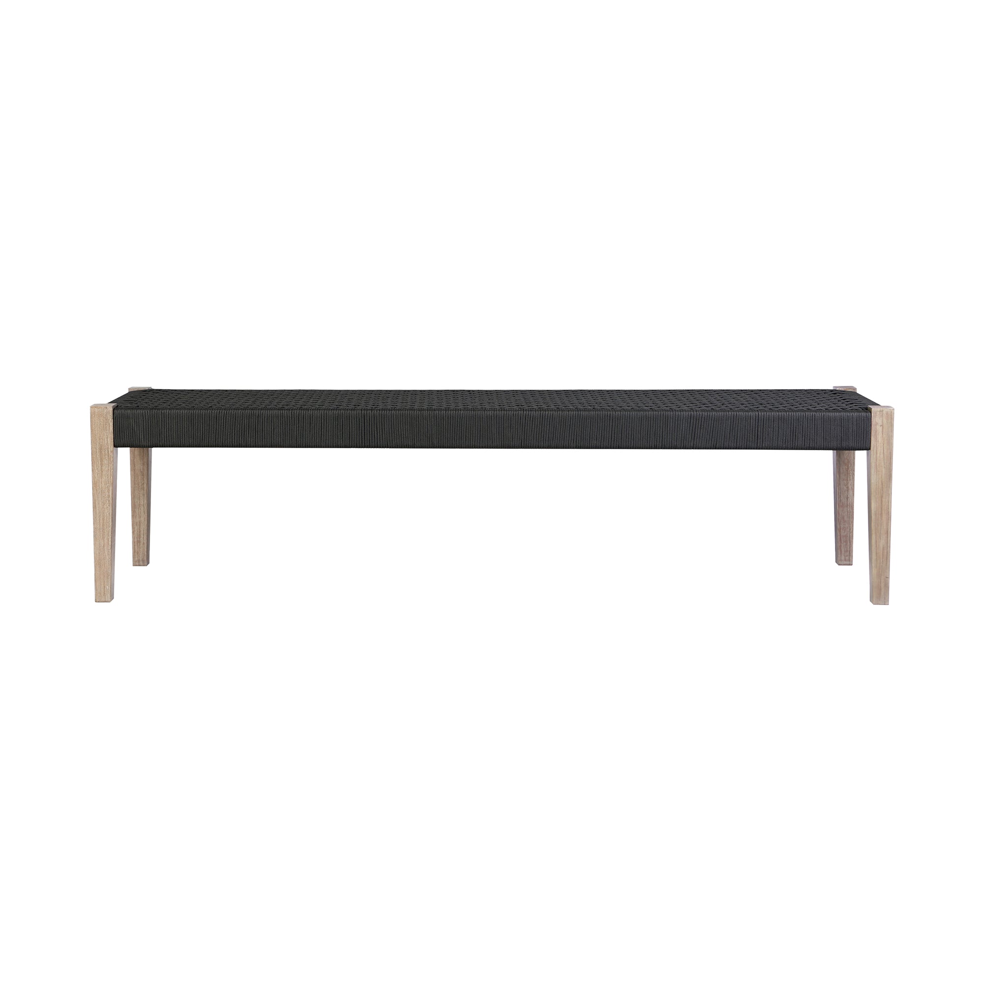 Camino Indoor Outdoor Dining Bench in Eucalyptus Wood and Grey Rope By Armen Living - Image 11