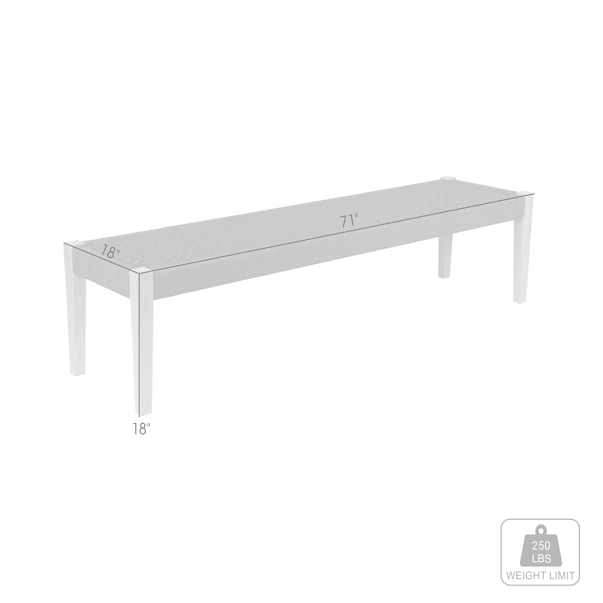 Camino Indoor Outdoor Dining Bench in Eucalyptus Wood and Grey Rope By Armen Living - Image 16