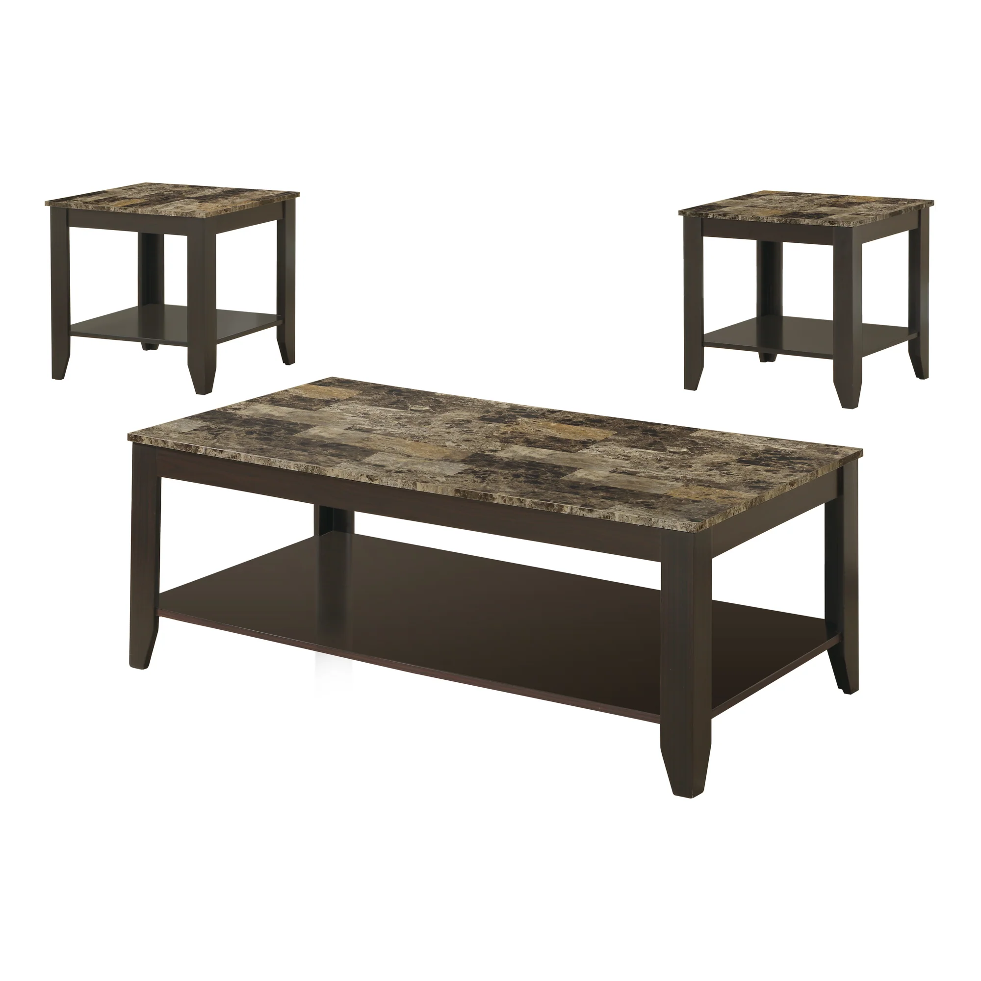Cappuccino Marble Look Top Table Set 3Pcs Set By Homeroots