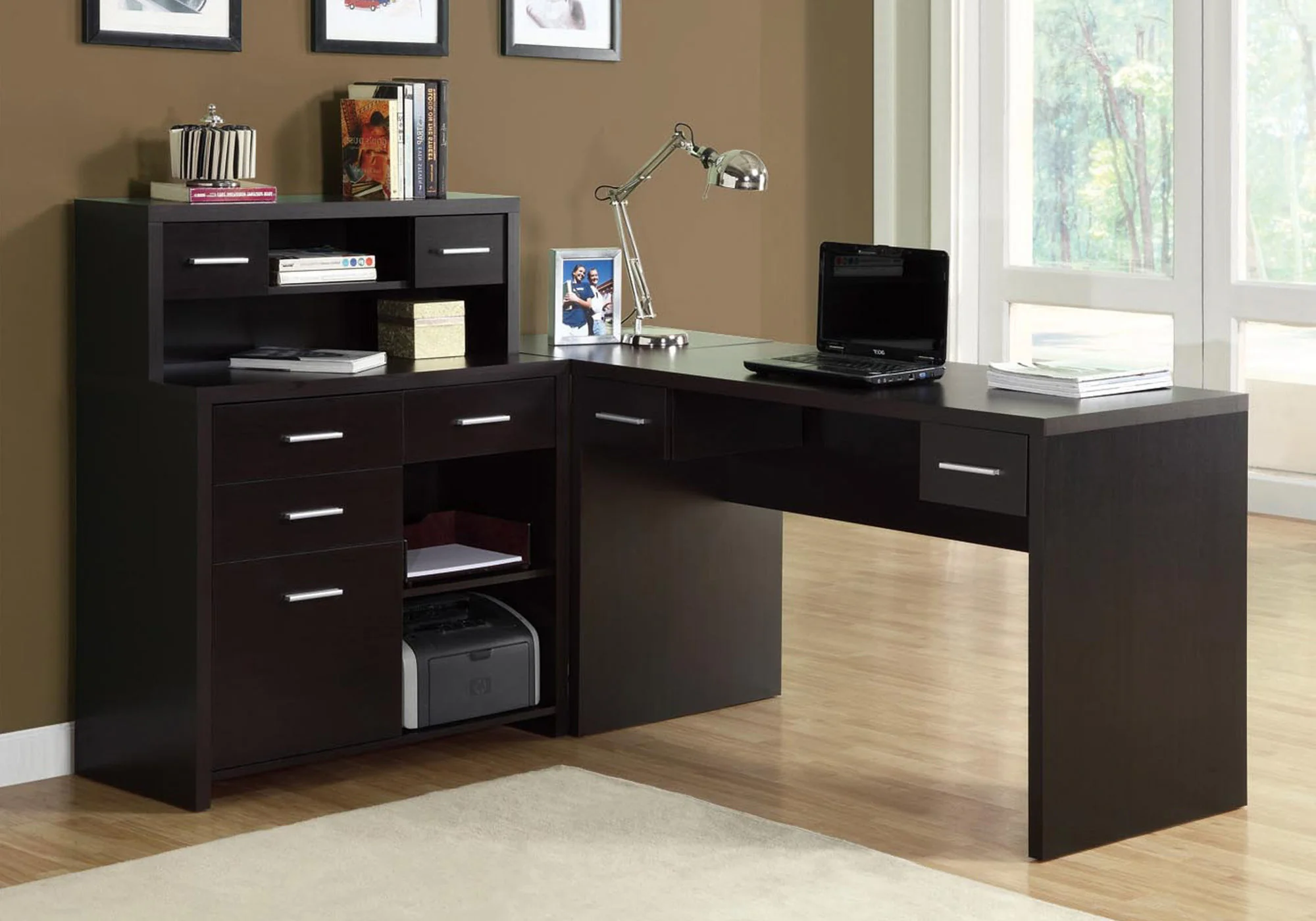 Cappuccino Particle Board Hollow Core Computer Desk By Homeroots - 333337
