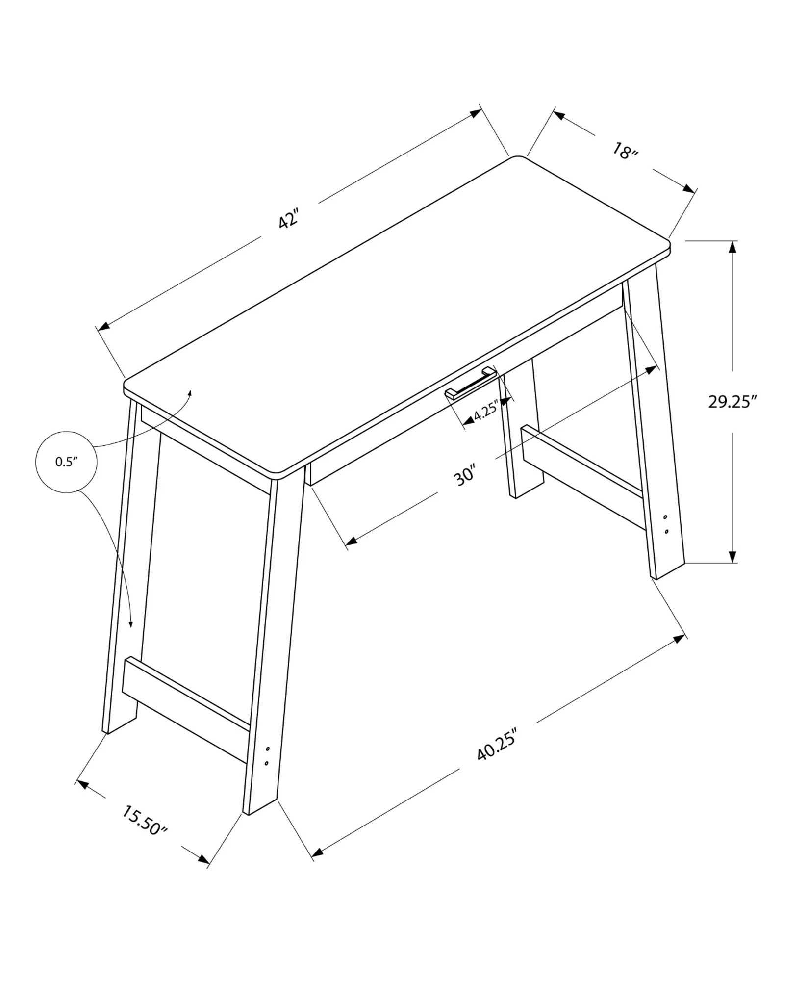 Cappuccino Particle Board Storage Drawer Computer Desk By Homeroots - Image 11
