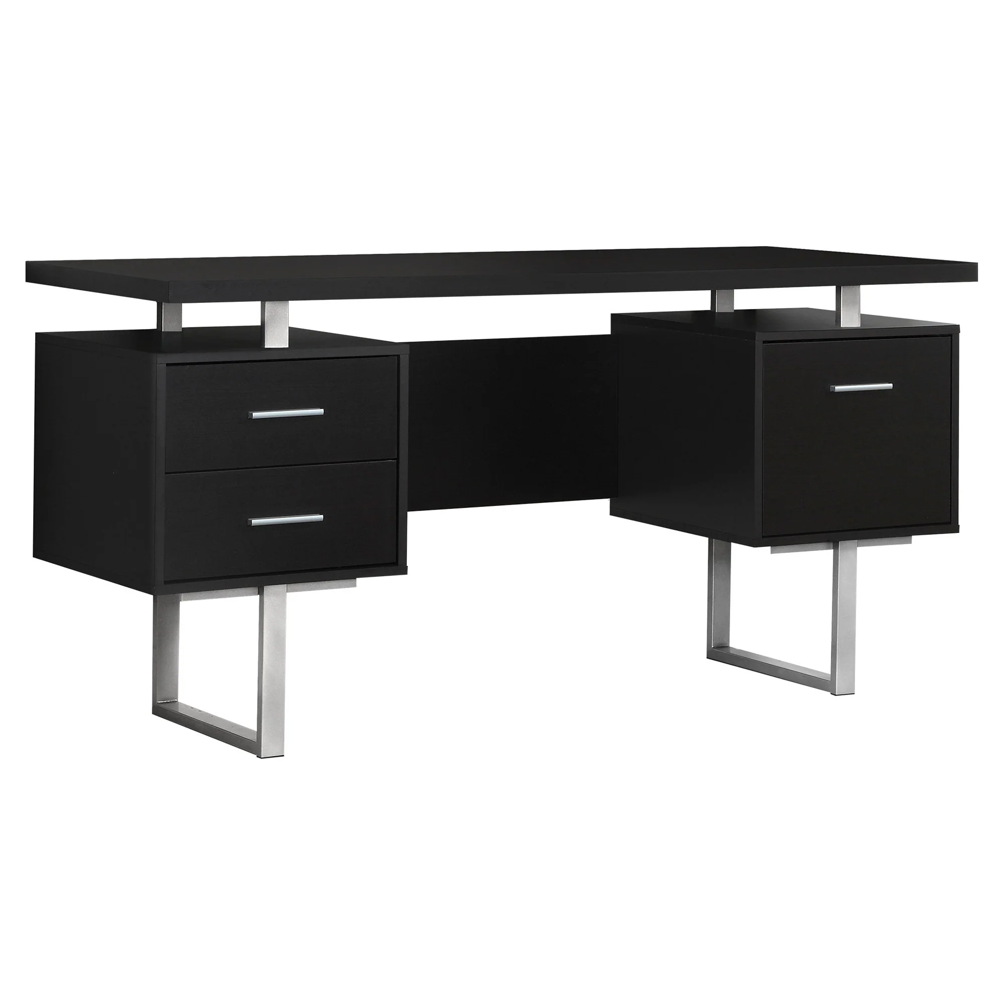 Cappuccino Silver Particle Board Hollow Core Metal Computer Desk With A Hollow Core By Homeroots
