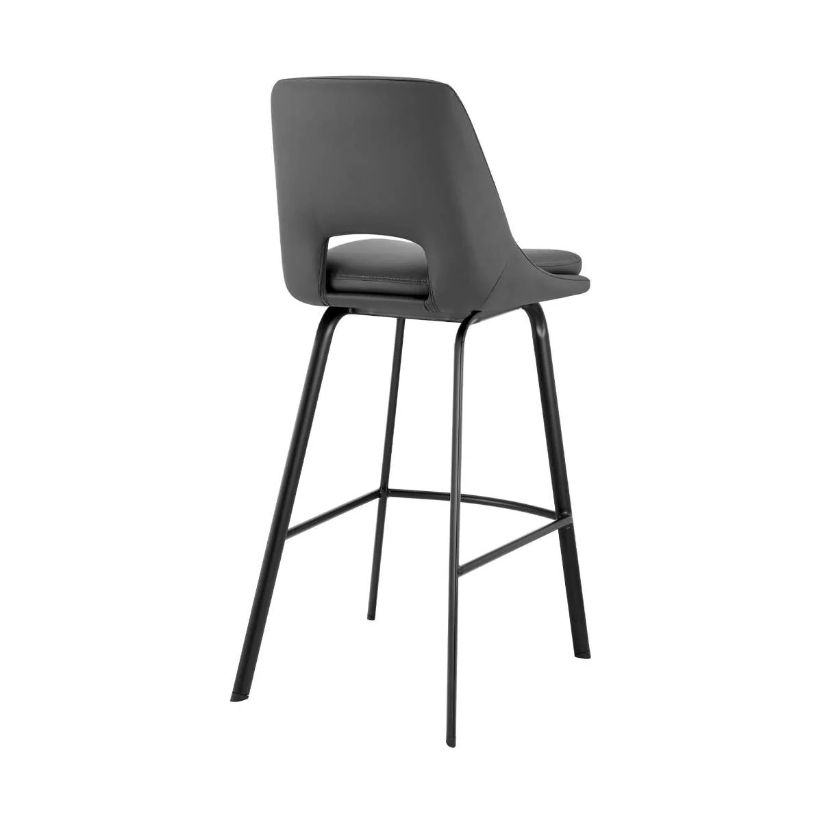 Carise Gray Faux Leather and Black Metal Swivel 26" Counter Stool By Armen Living - Image 3