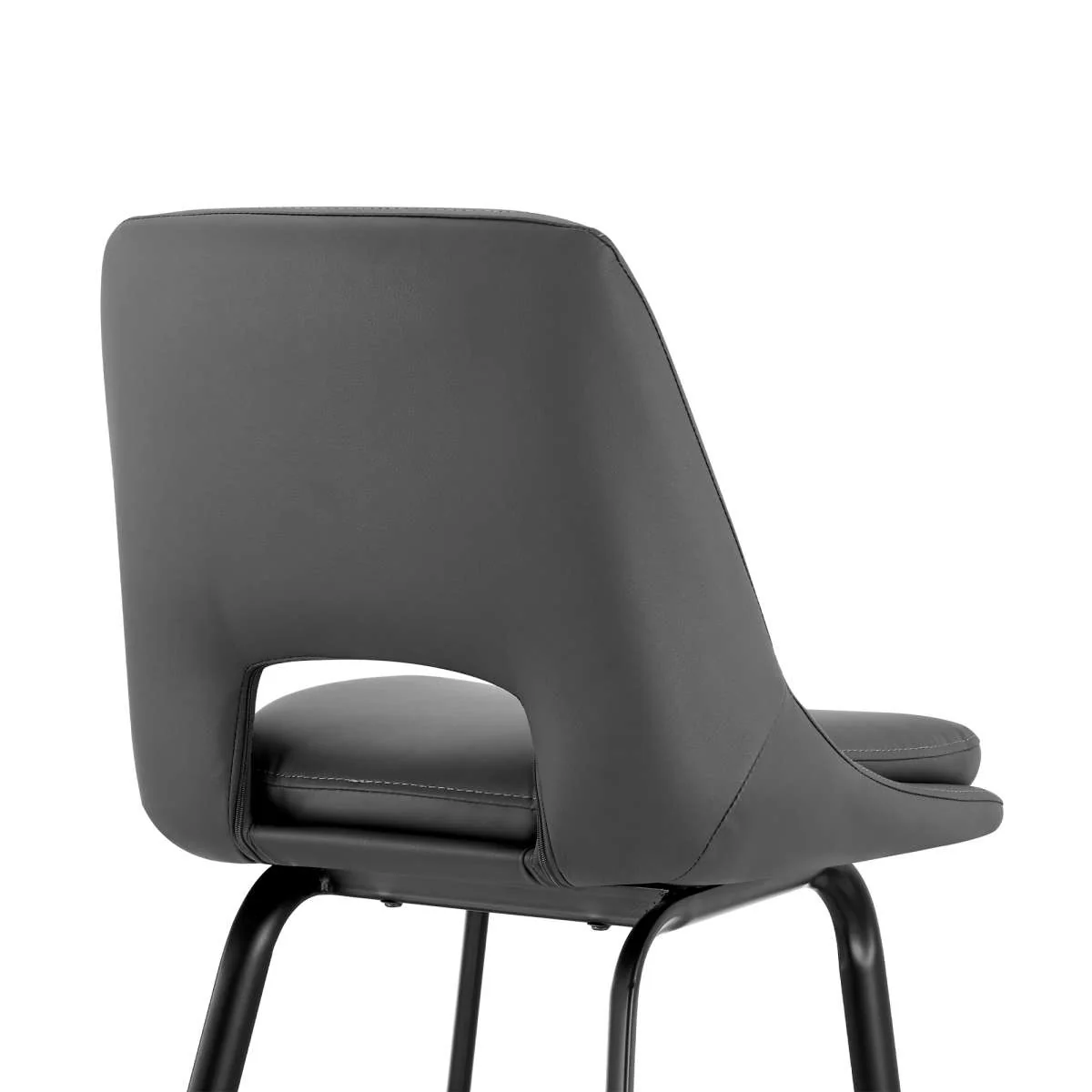 Carise Gray Faux Leather and Black Metal Swivel 26" Counter Stool By Armen Living - Image 6