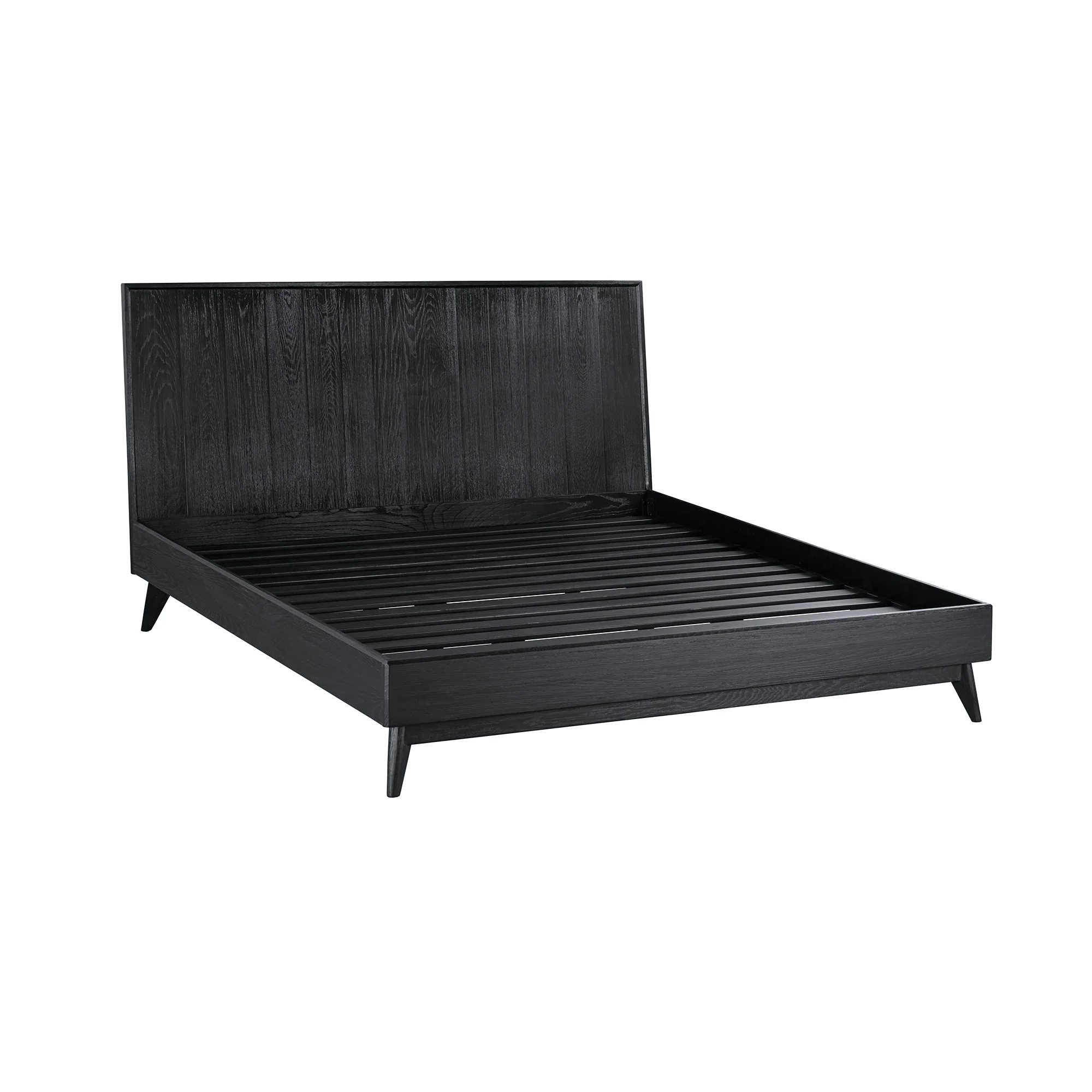 Carnaby King Platform Bed Frame in Black Brushed Oak Wood By Armen Living - Image 2