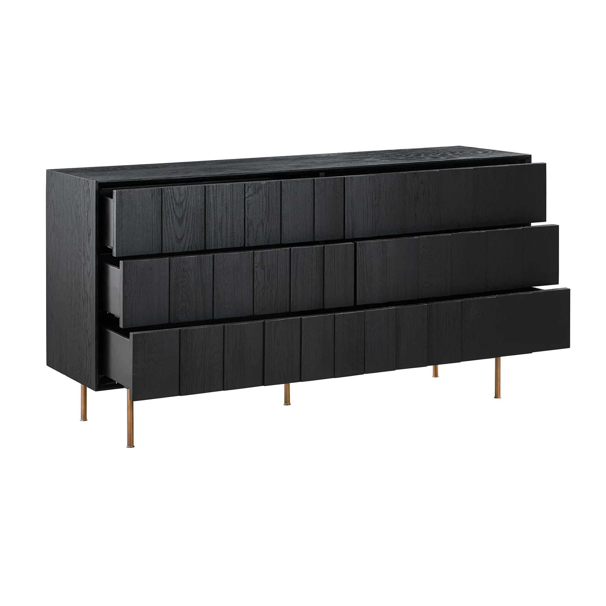 Carnaby Queen 4 Piece Bedroom Set in Black Brushed Oak Wood By Armen Living - Image 6