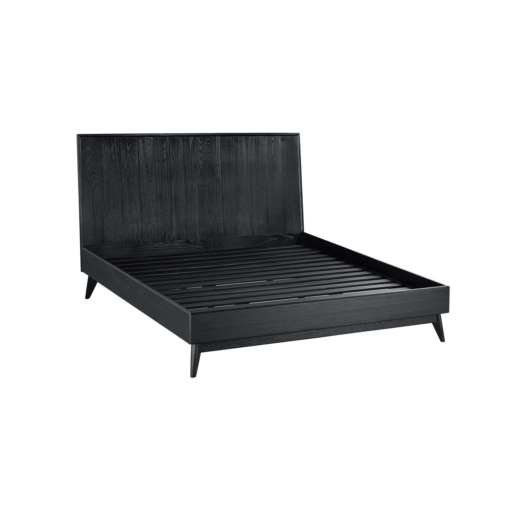 Carnaby Queen Platform Bed Frame in Black Brushed Oak Wood By Armen Living - Image 2