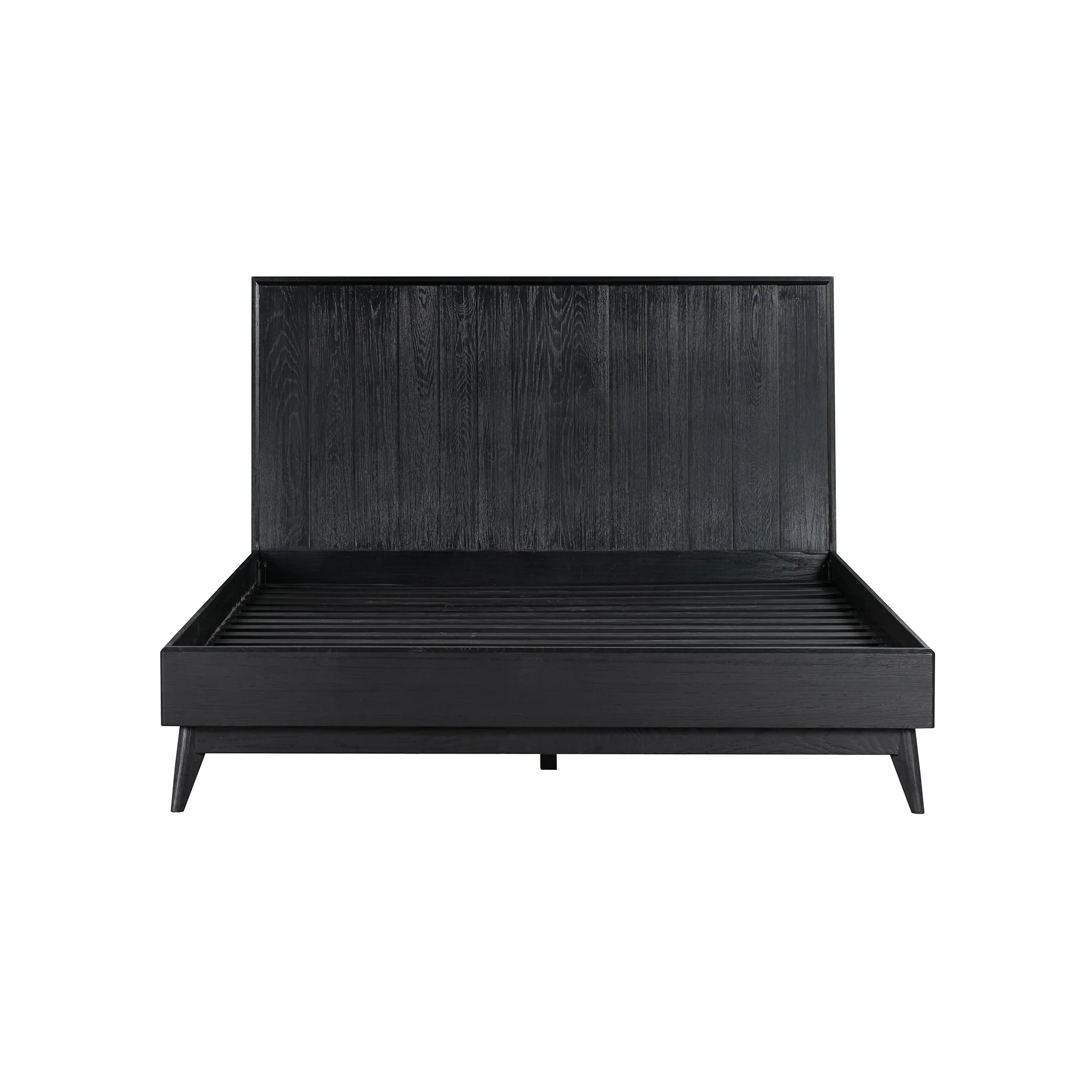 Carnaby Queen Platform Bed Frame in Black Brushed Oak Wood By Armen Living - Image 4