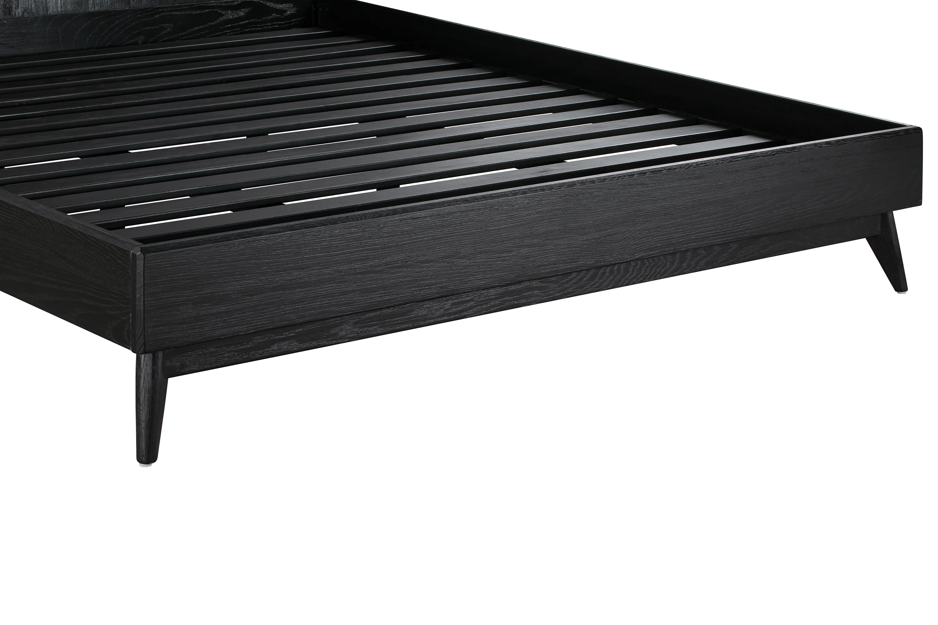 Carnaby Queen Platform Bed Frame in Black Brushed Oak Wood By Armen Living - Image 9