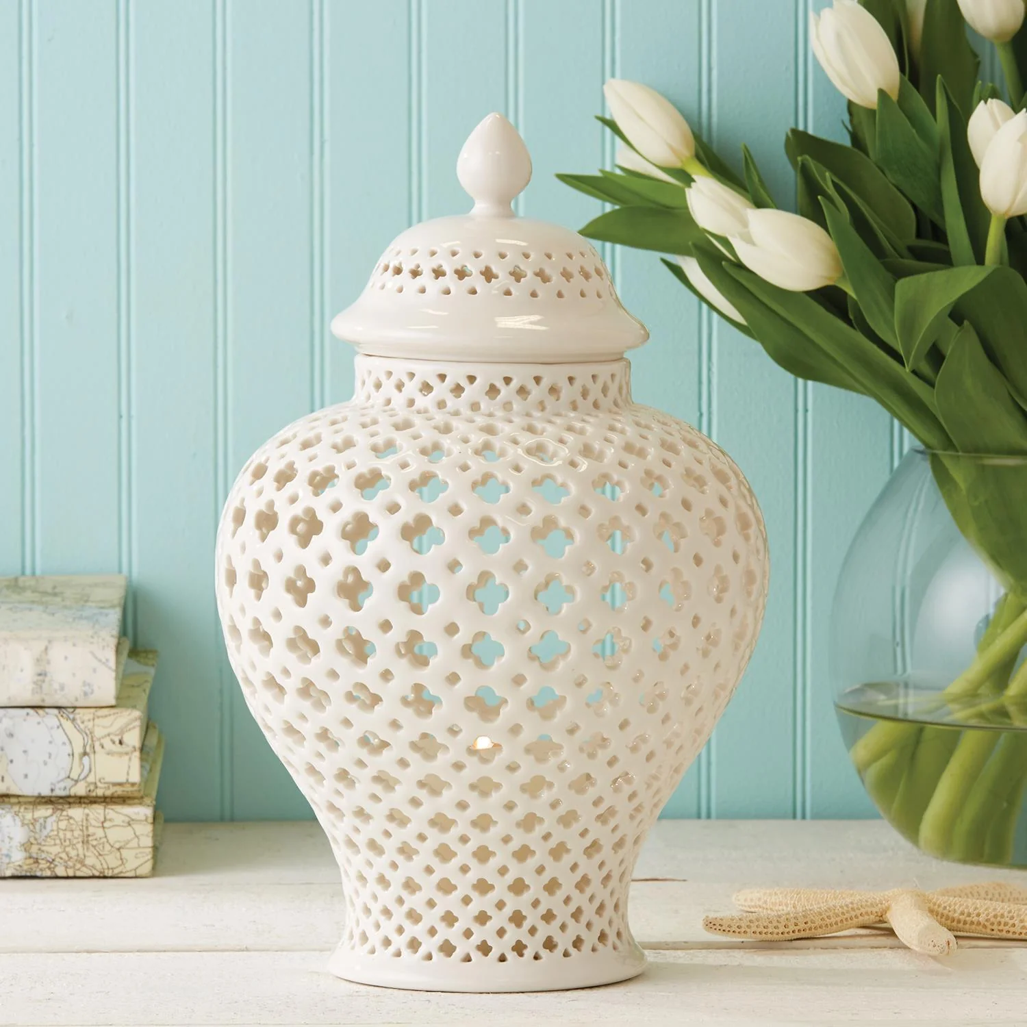 Carthage Pierced Covered Lantern Set Of 4 By Two's Company