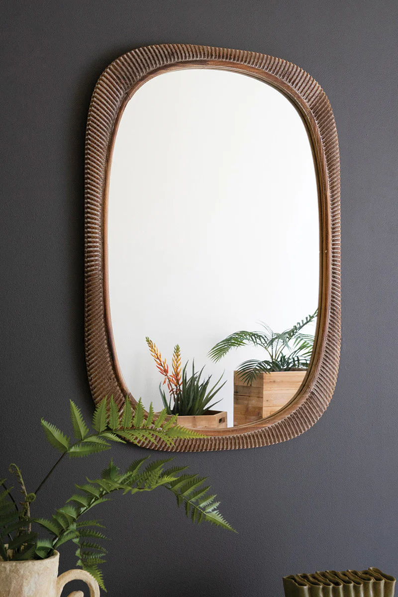 Carved Wooden Framed Mirror By Kalalou