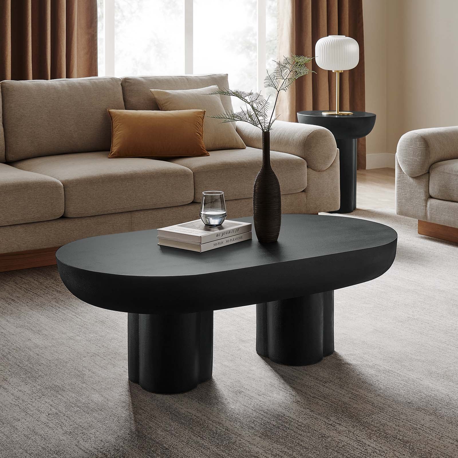 Caspian Oval Concrete Coffee Table By Modway - EEI-6763