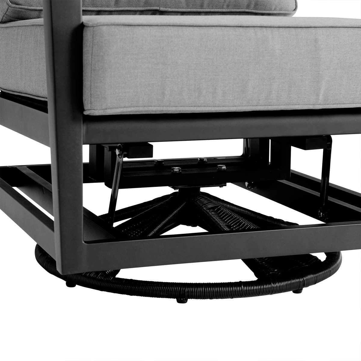 Outdoor Swivel Glider Chair with Dark Gray Cushions & Black Aluminum - Cayman Collection By Armen Living - Image 4