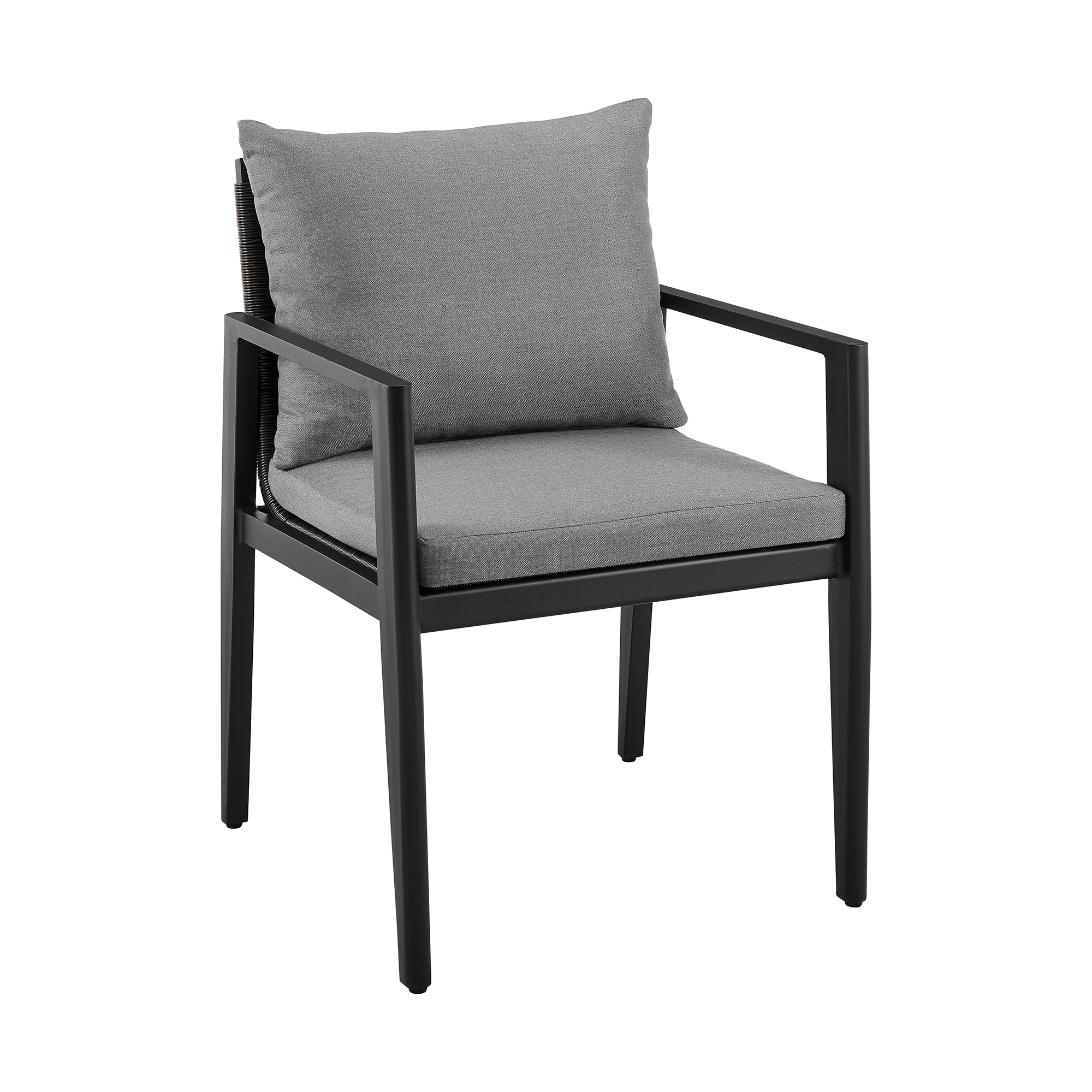 Cayman Outdoor Patio 7-Piece Dining Table Set in Aluminum with Gray Cushions By Armen Living - Image 3