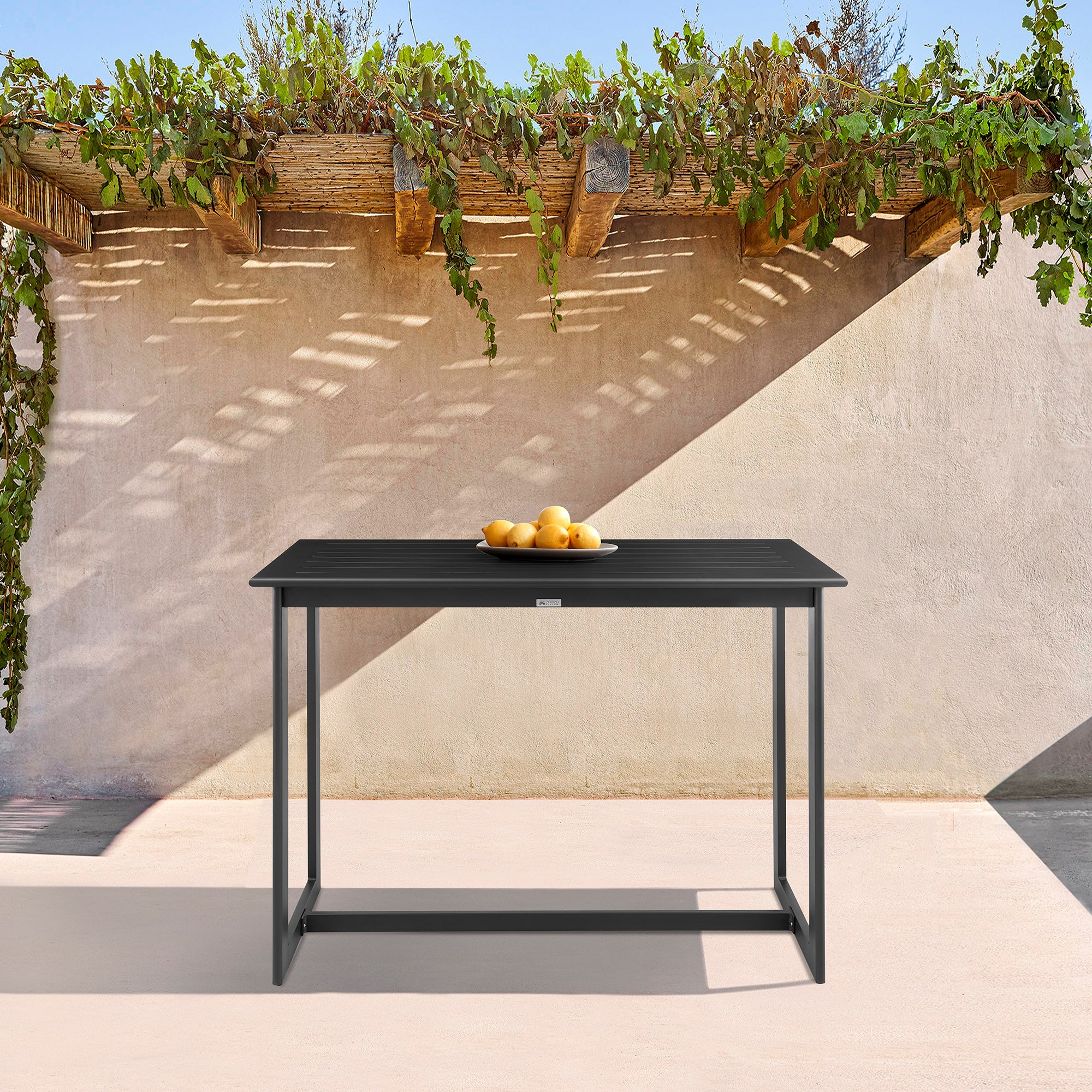 Cayman Outdoor Patio Bar Height Dining Table in Aluminum By Armen Living