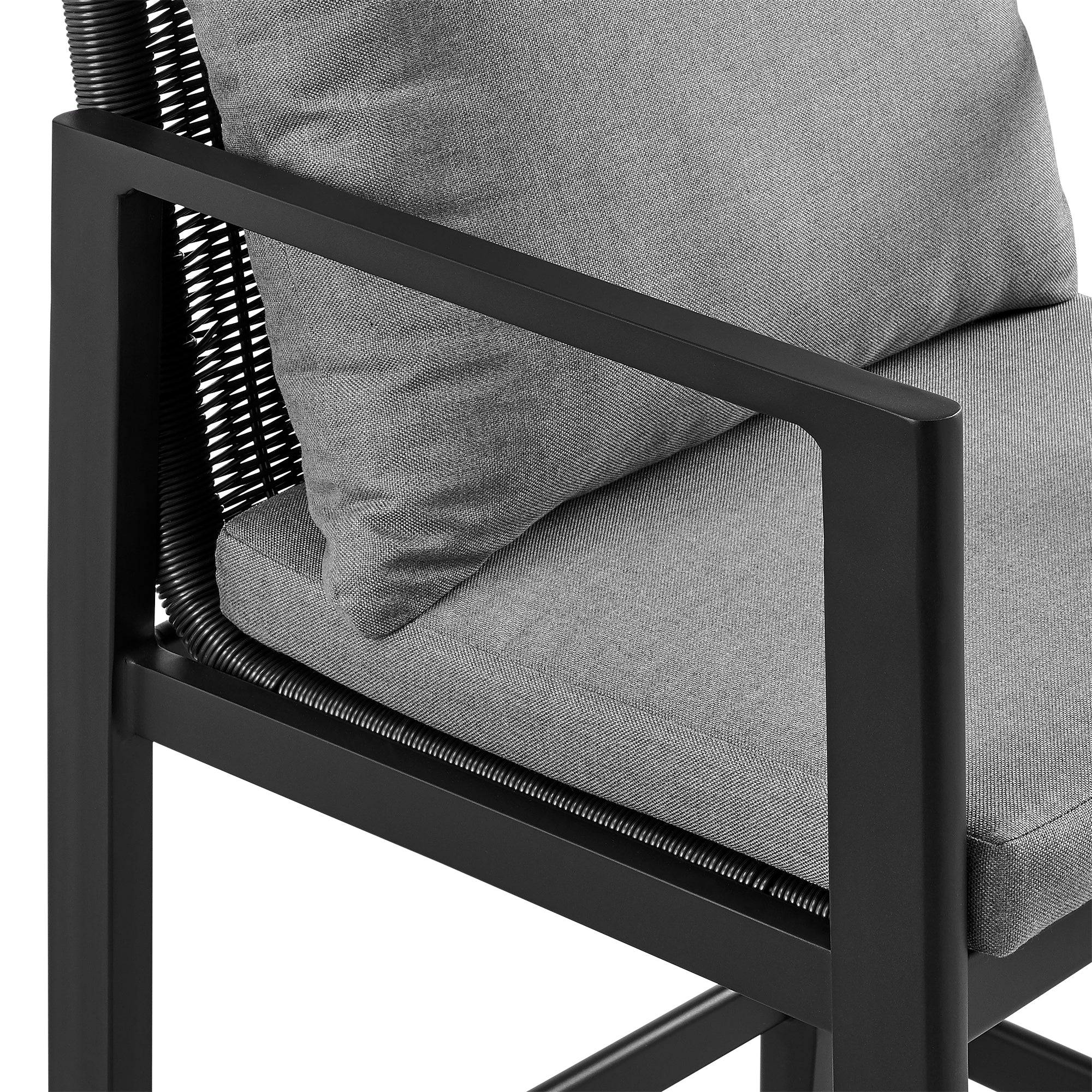 Cayman Outdoor Patio Bar Stool in Aluminum with Gray Cushions By Armen Living - Image 8