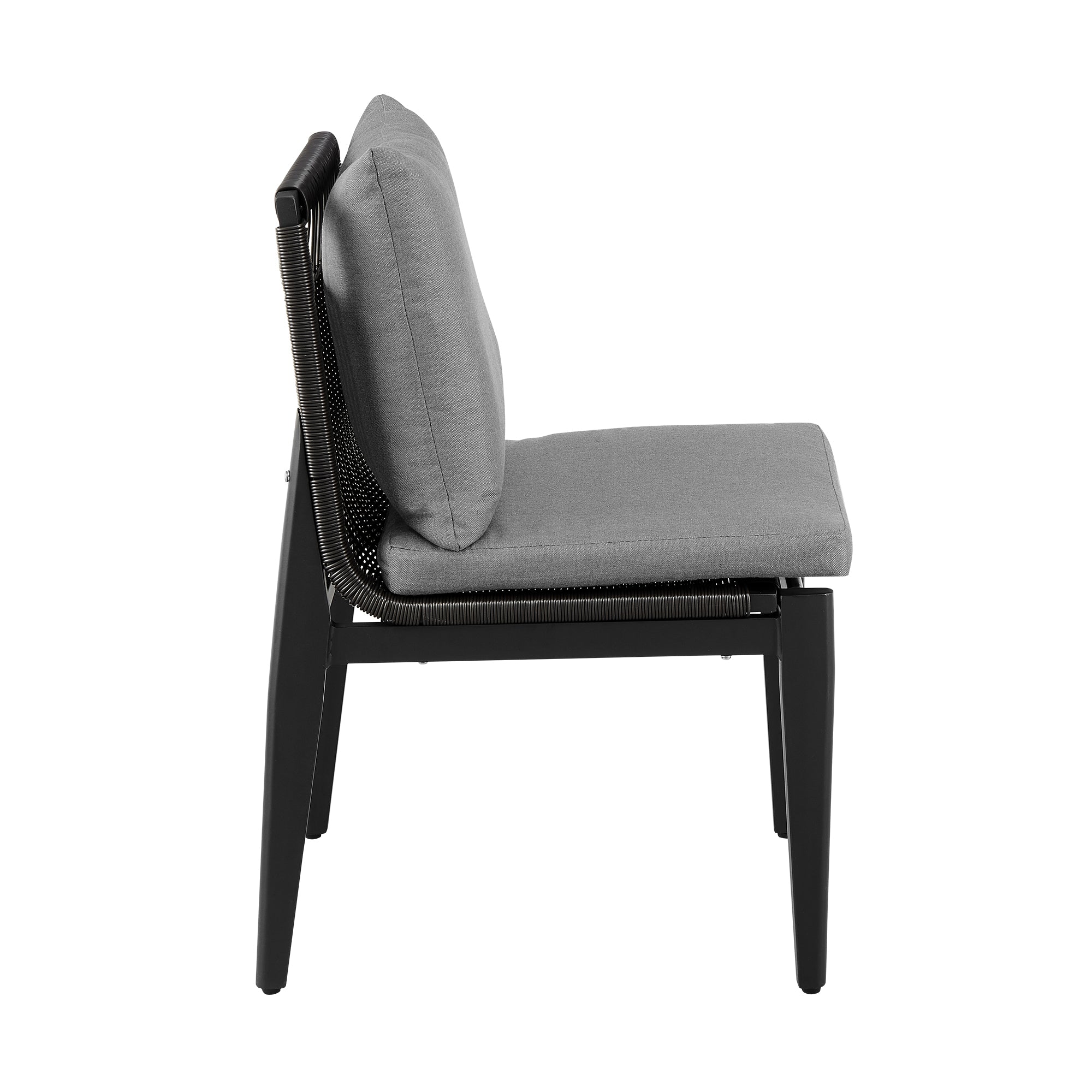 Cayman Outdoor Patio Dining Chairs in Aluminum with Gray Cushions - Set of 2 By Armen Living - Image 6