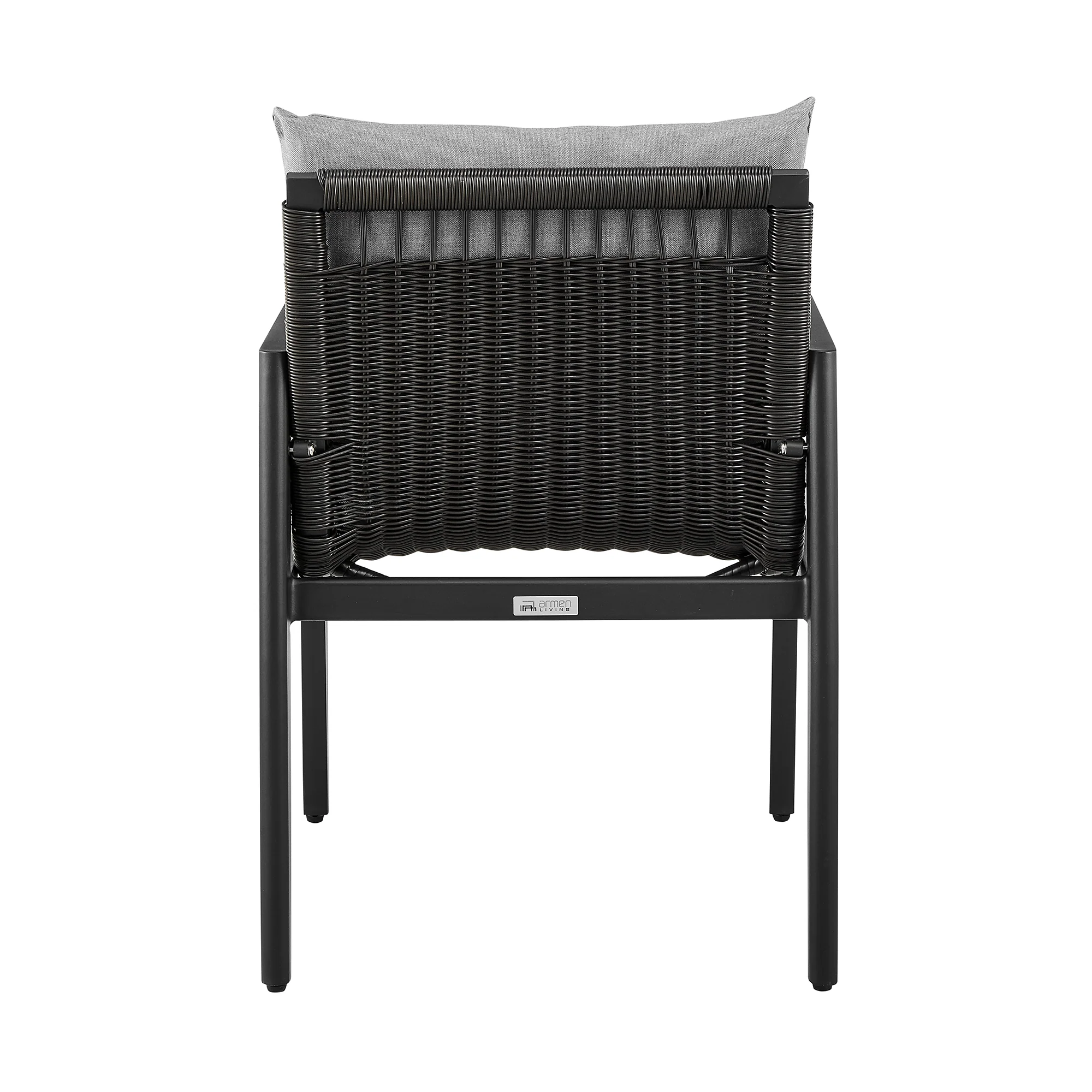 Cayman Outdoor Patio Dining Chairs with Arms in Aluminum with Gray Cushions - Set of 2 By Armen Living - Image 8
