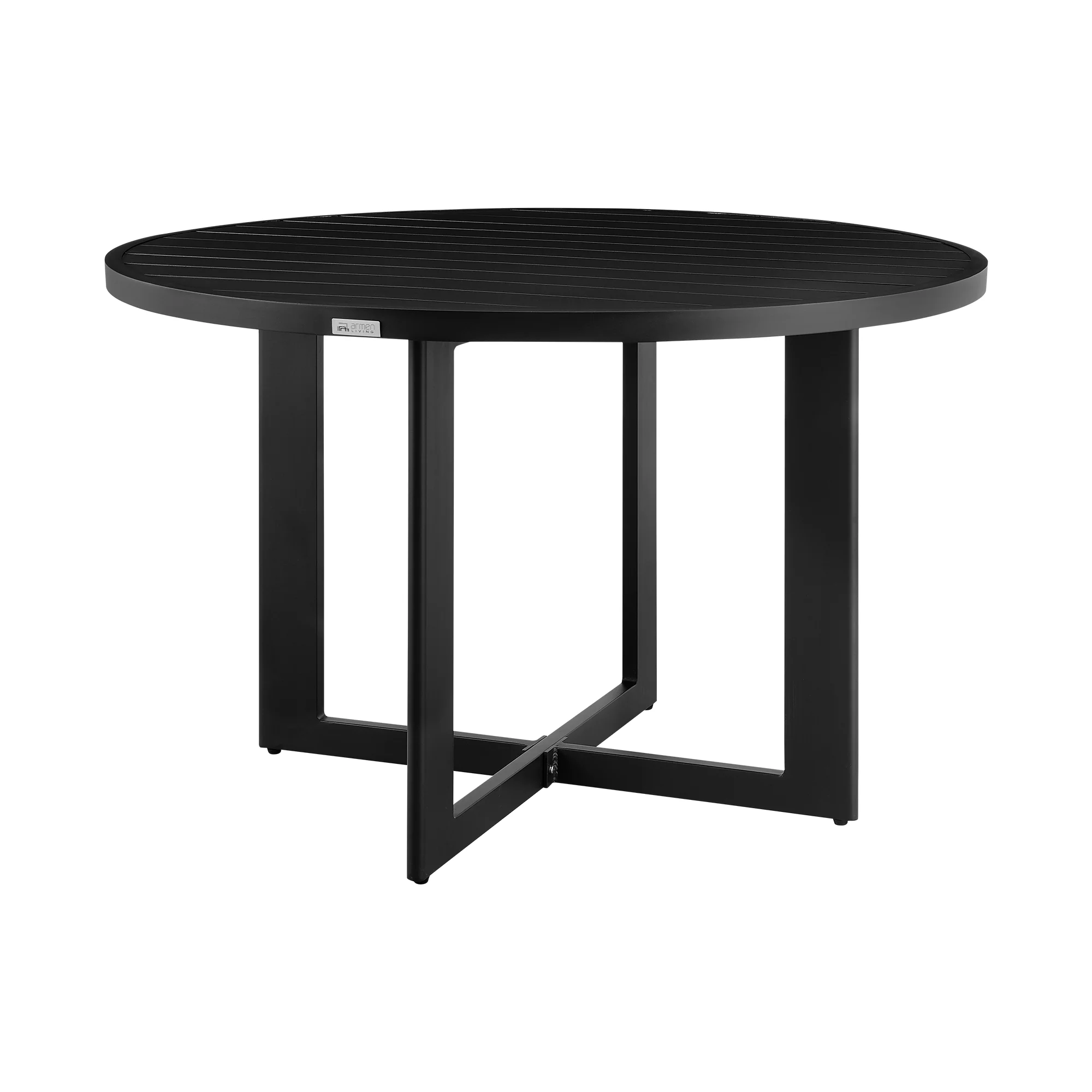 Cayman Outdoor Patio Round Dining Table in Aluminum By Armen Living - Image 3