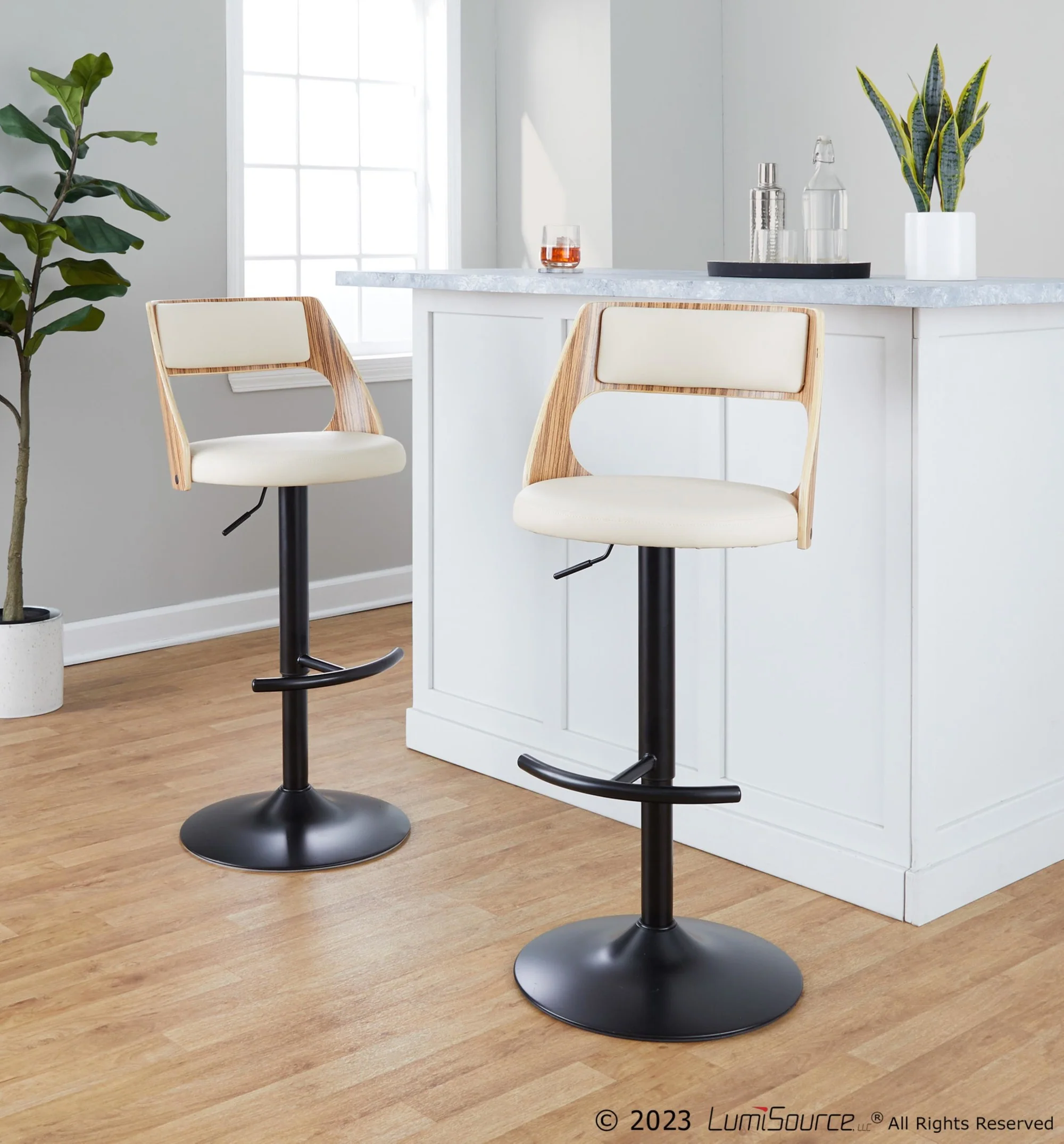 Cecina Adjustable Barstool - Set of 2 By LumiSource - BS-CECINAPU-RT2 BKZBCR2