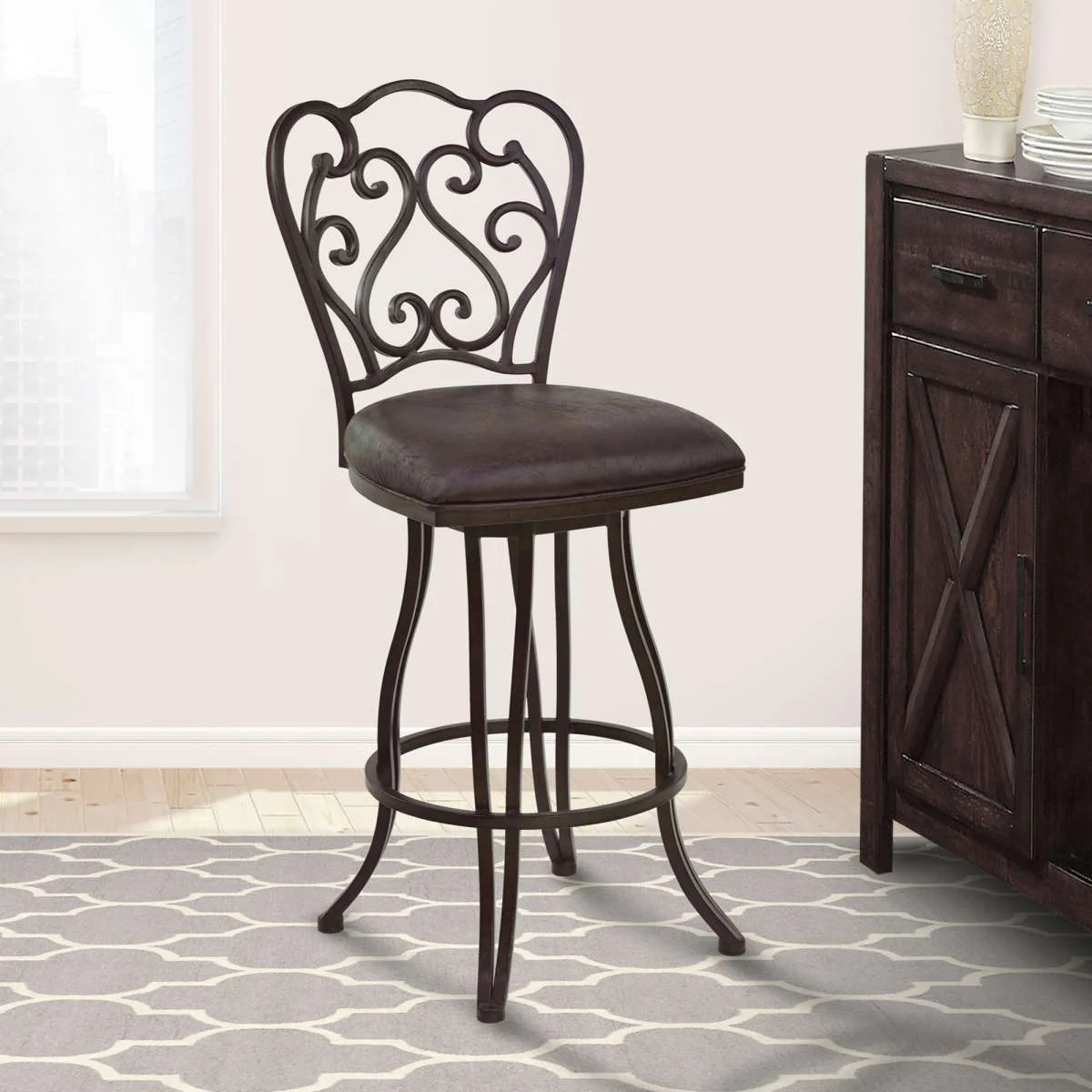 Celeste 26" Counter Height Metal Swivel Barstool By Armen Living