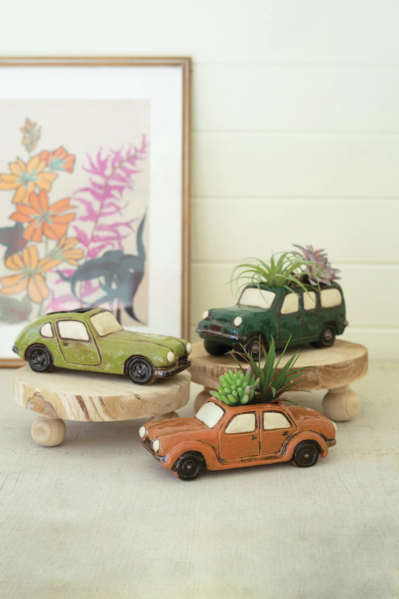 Ceramic Cars Planters Set Of 3 By Kalalou