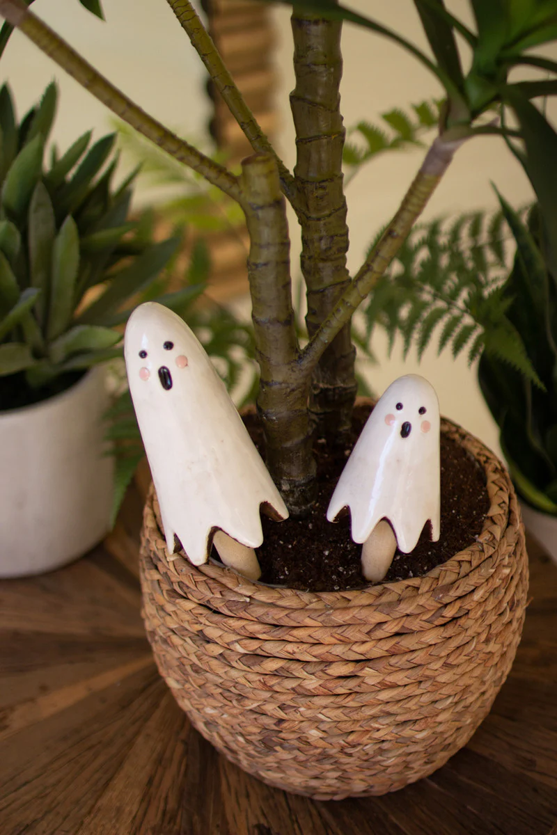 Ceramic Ghost Plant Sticks (Min 2) Set Of 2 By Kalalou