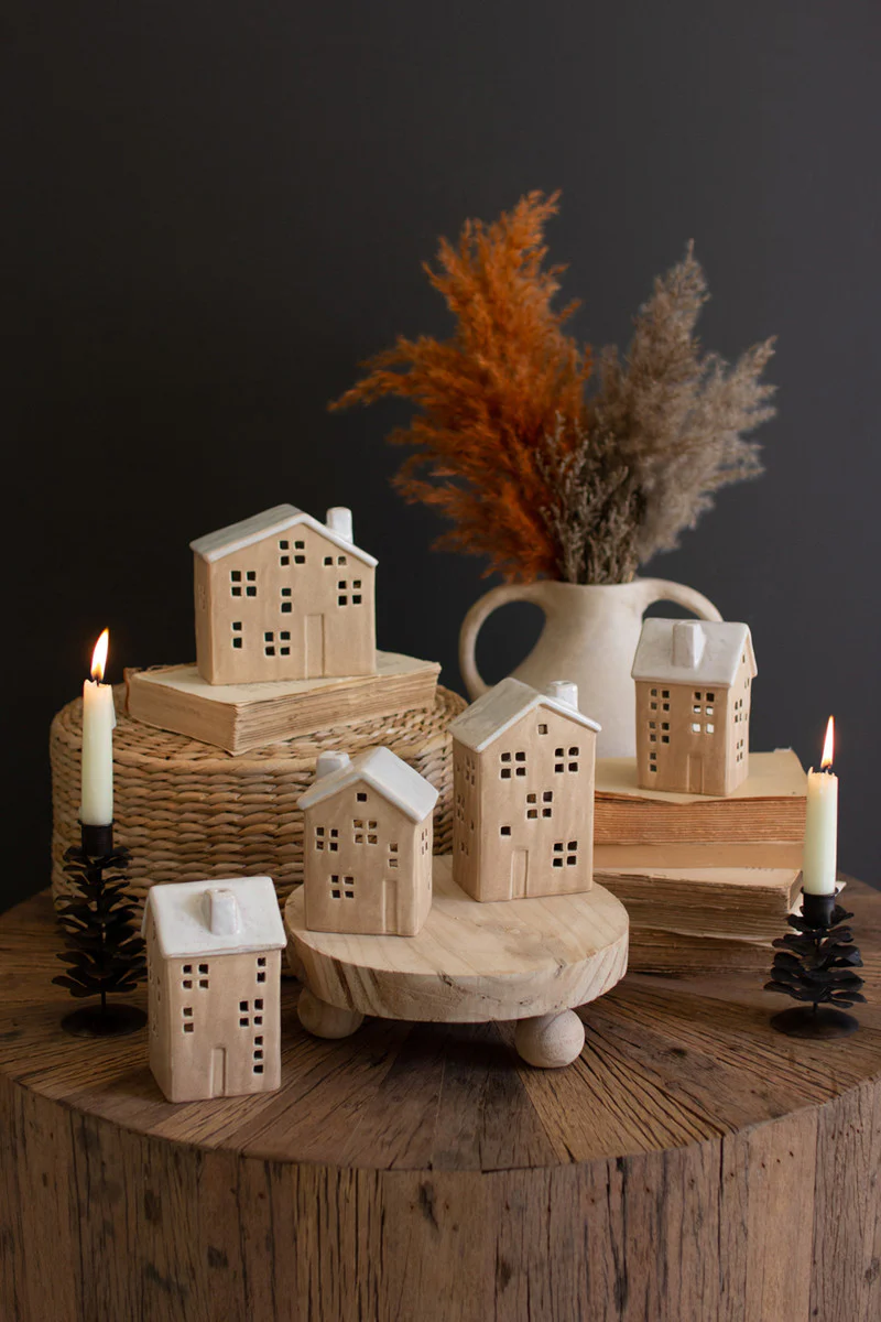 Ceramic Houses Set Of 5 By Kalalou