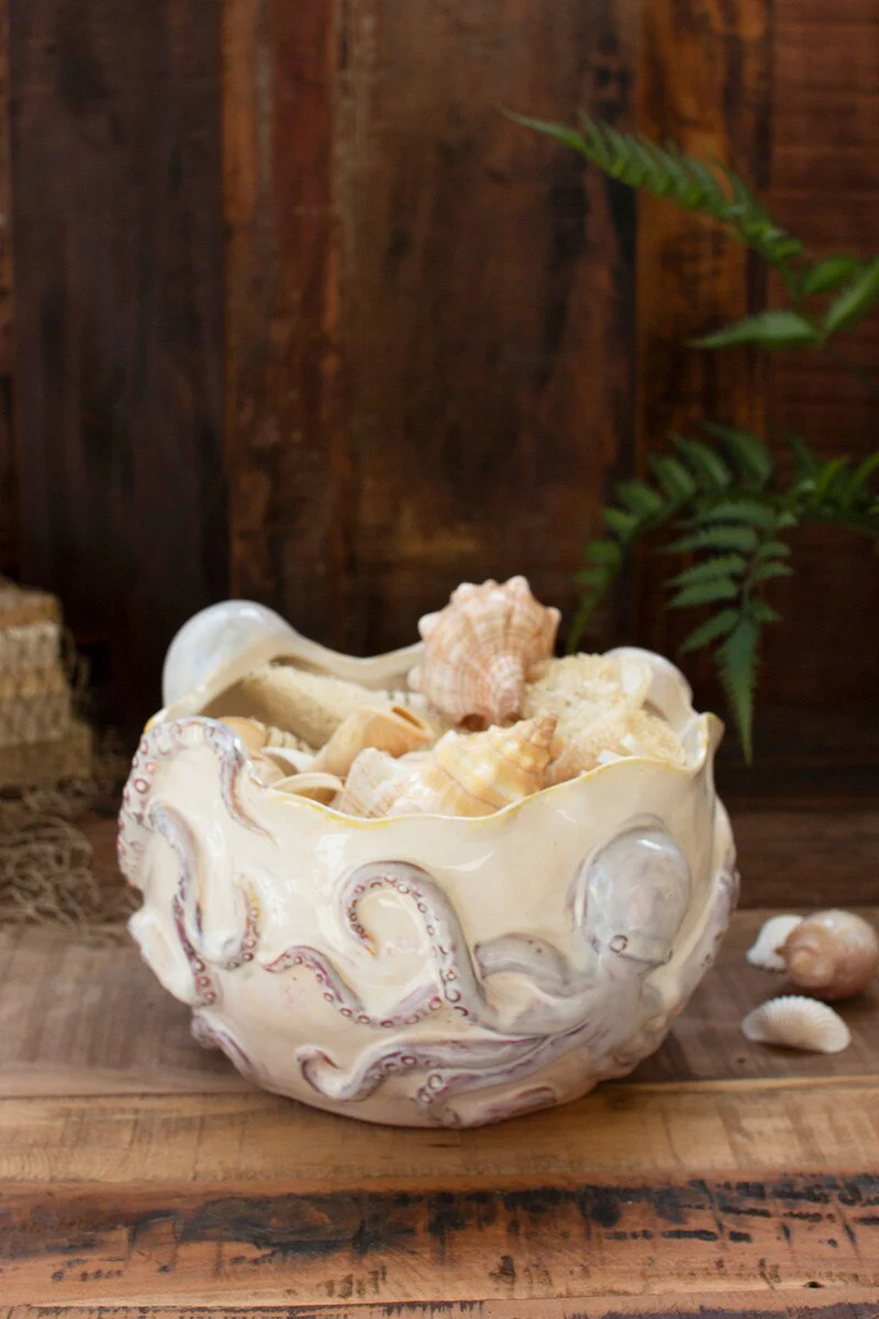 Ceramic Octopus Vase By Kalalou - Image 3