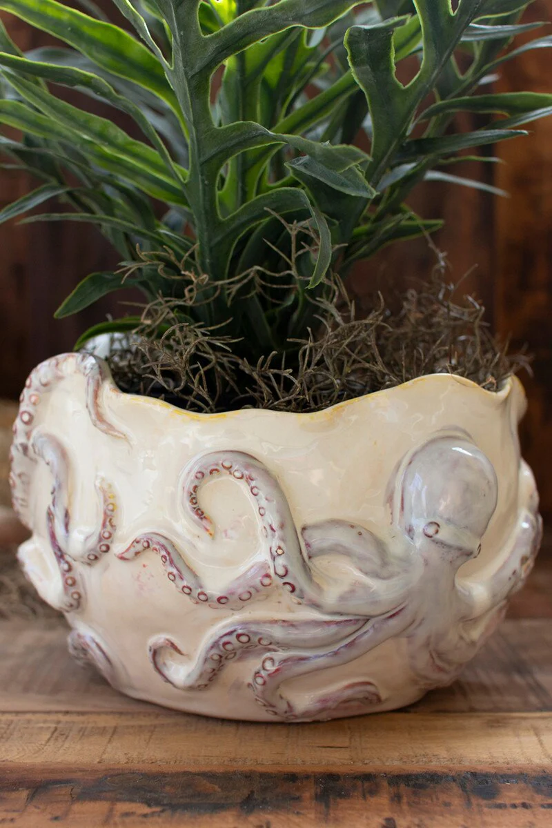 Ceramic Octopus Vase By Kalalou - Image 4