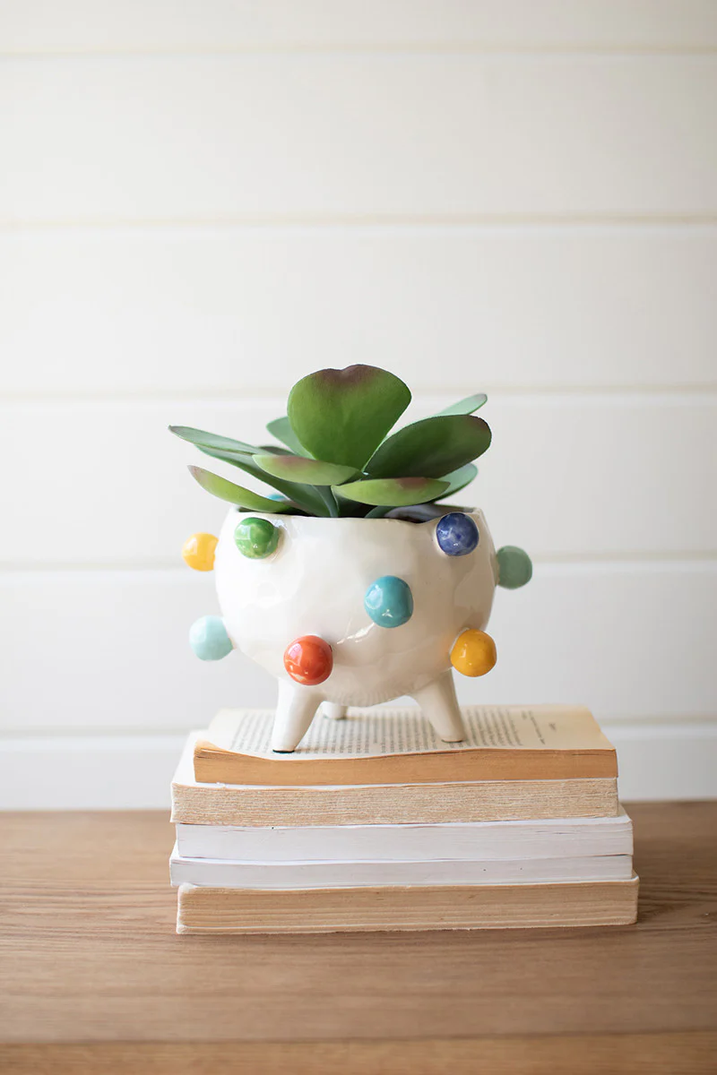 Ceramic Planter With Colorful Bubbles (Min 2) By Kalalou