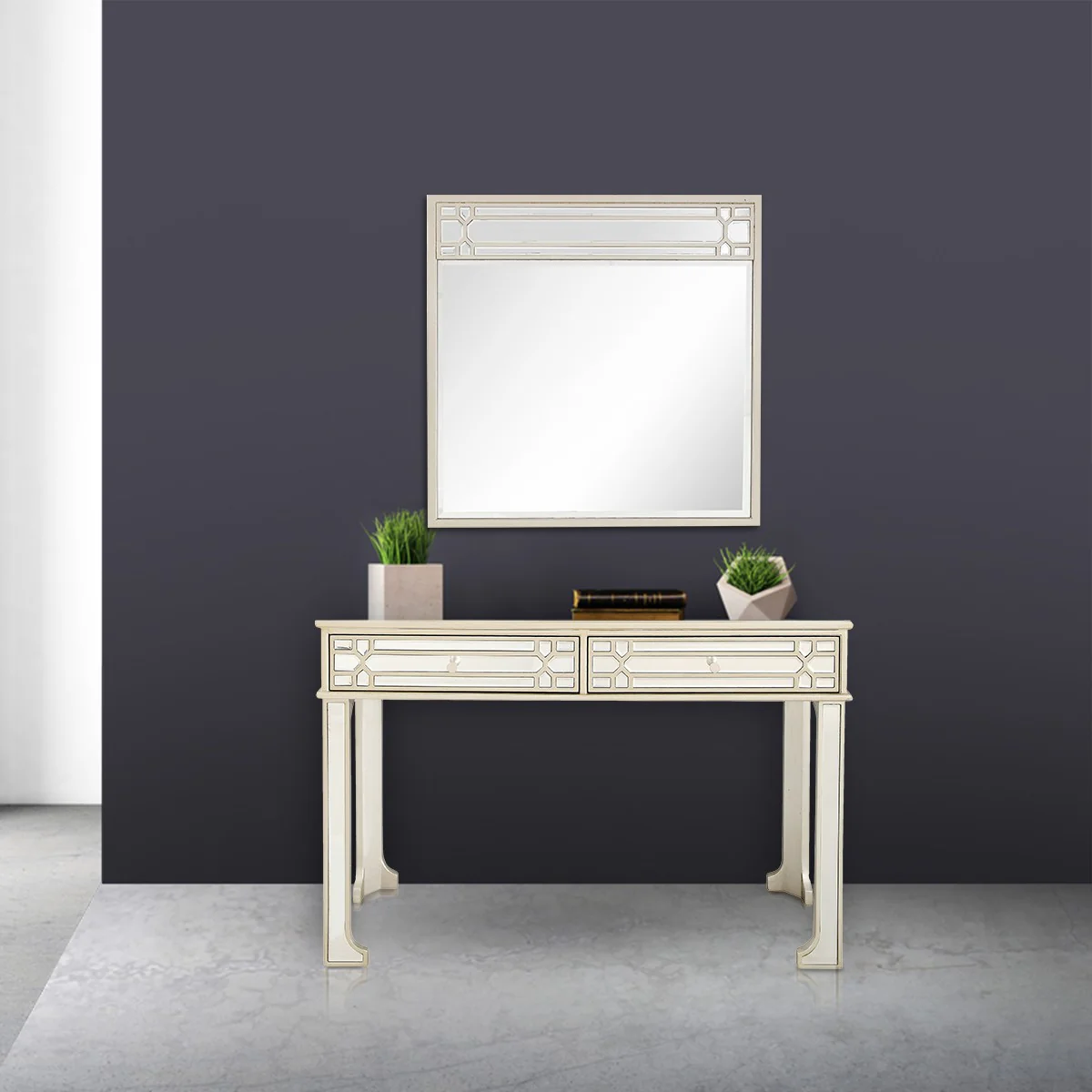 Champagne Finish Mirror and Console Table By Homeroots - 396829 - Image 7