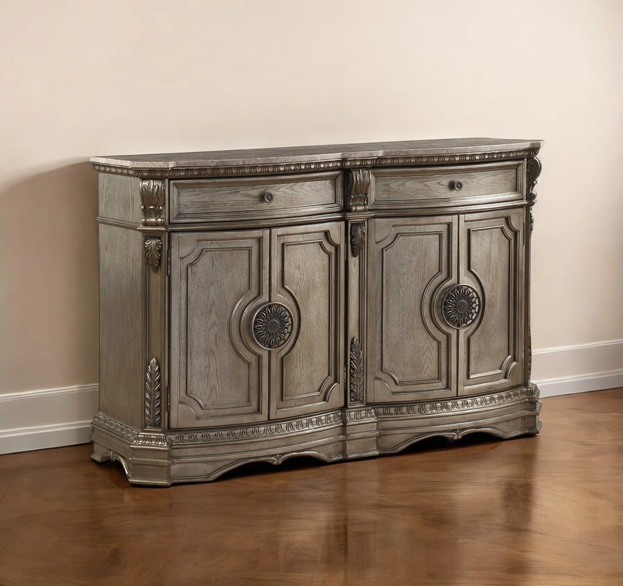 Champagne Solid Wood Two Drawer Server By Homeroots