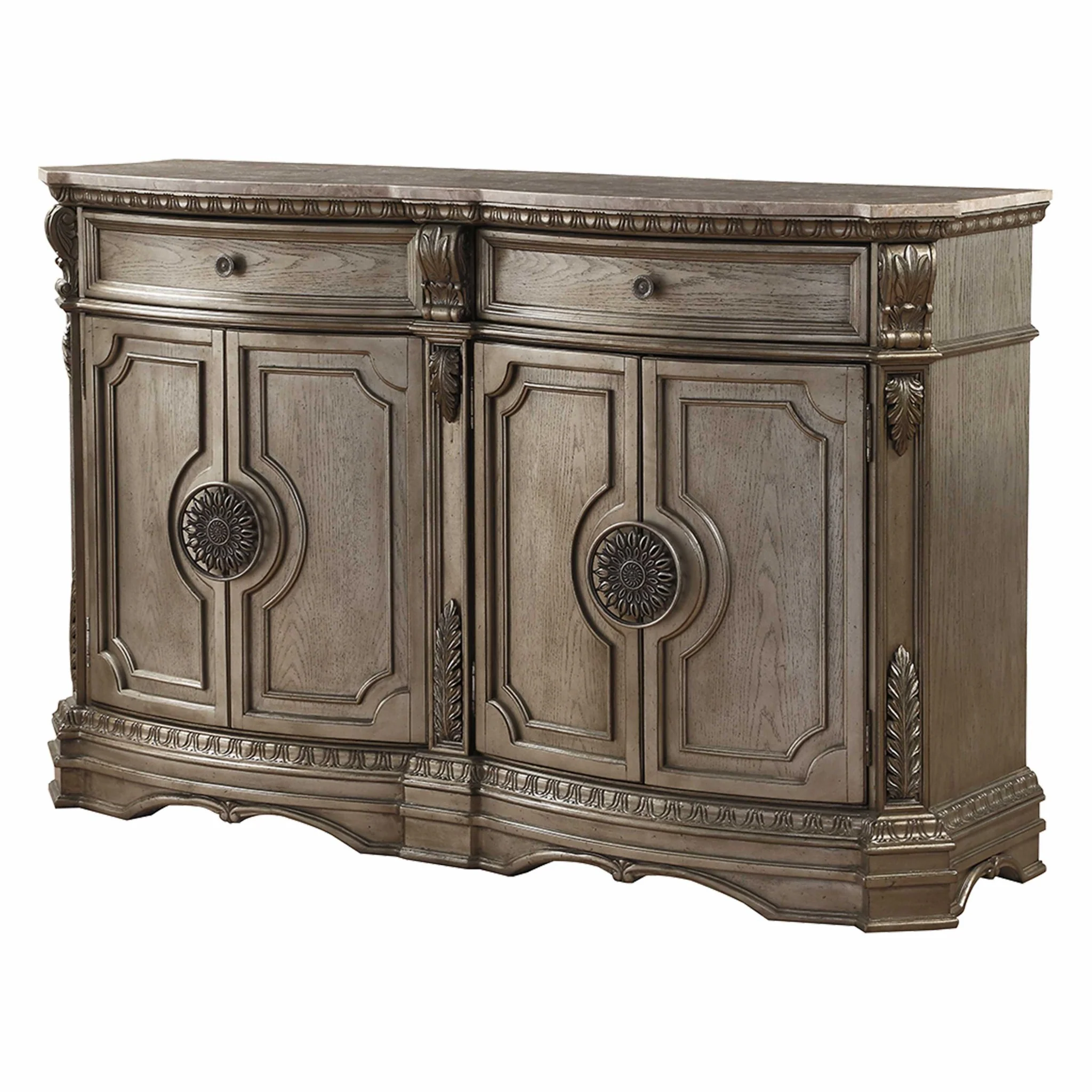 Champagne Solid Wood Two Drawer Server By Homeroots - Image 3