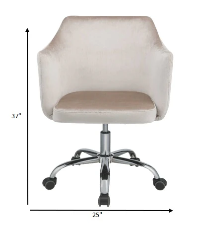 Champagne Velvet Office Chair By Homeroots - Image 6
