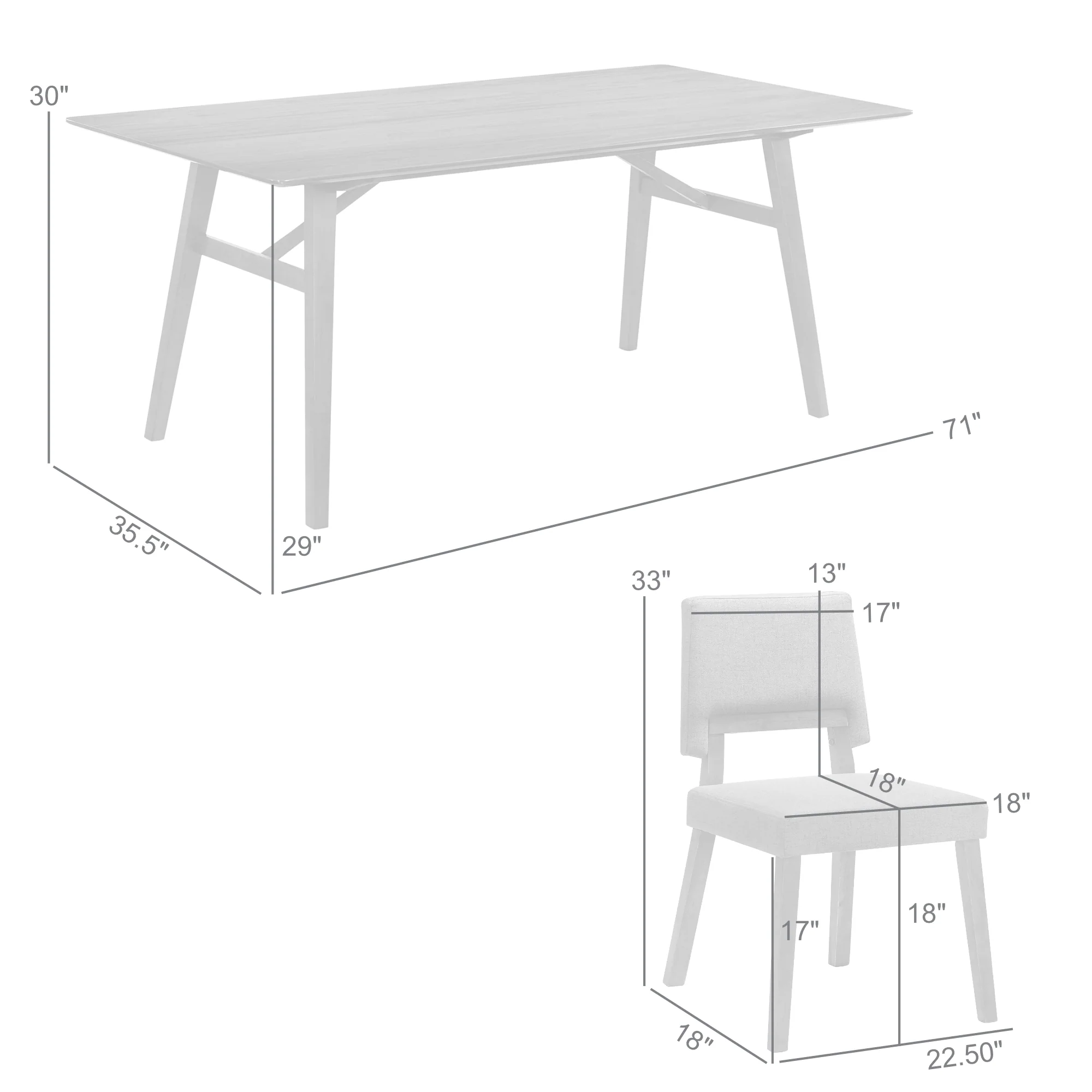 Channell 5 Piece Walnut Wood Dining Table Set with Blue Fabric By Armen Living - Image 10