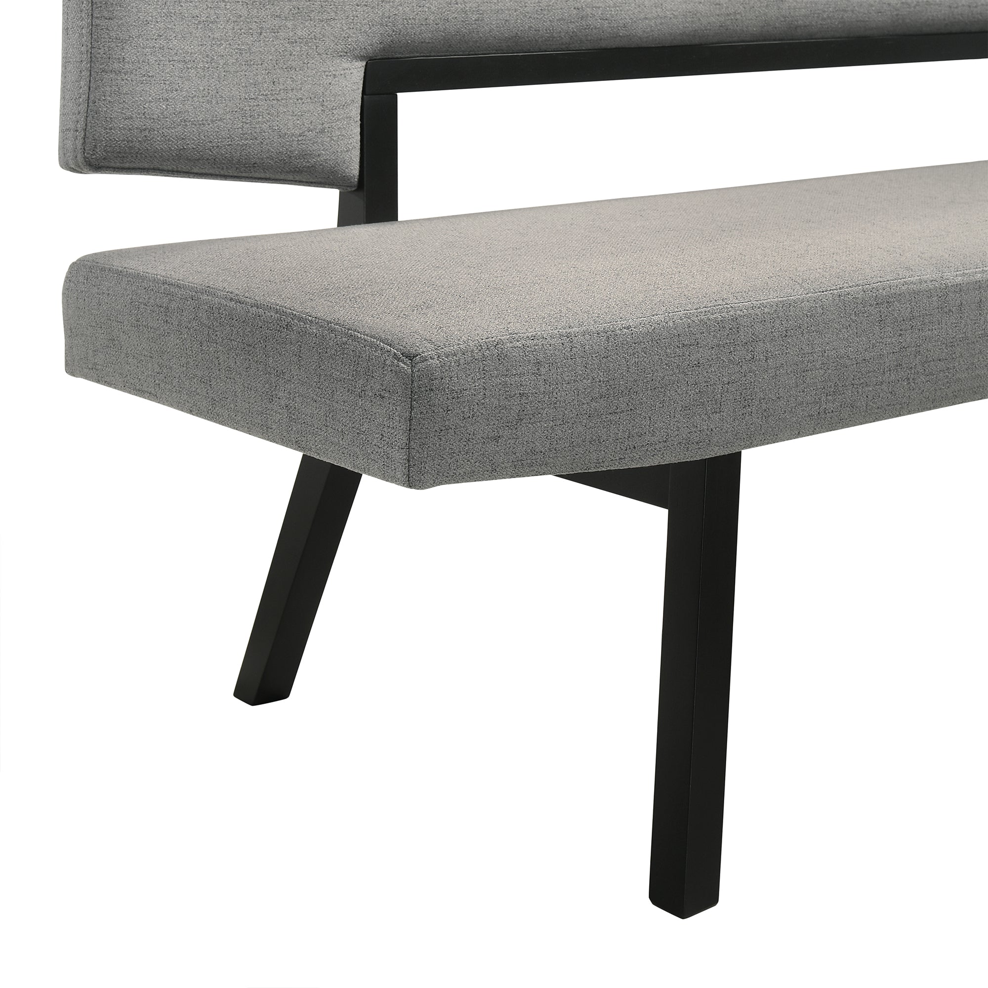 Channell Wood Dining Bench in Black Finish with Charcoal Fabric By Armen Living - Image 6