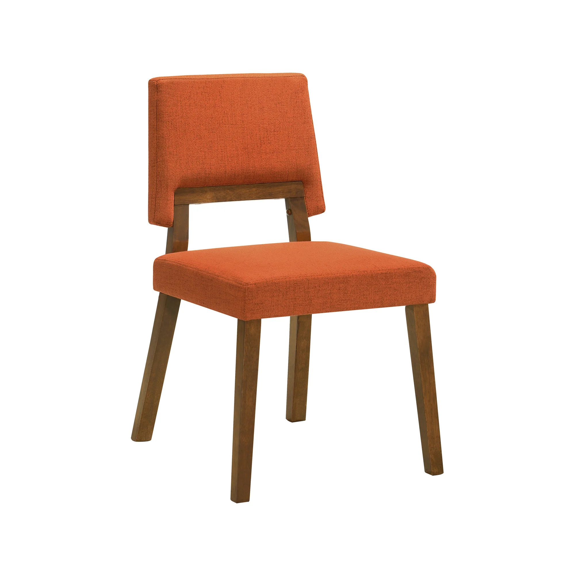 Channell Wood Dining Chair in Walnut Finish with Orange Fabric - Set of 2 By Armen Living - Image 4