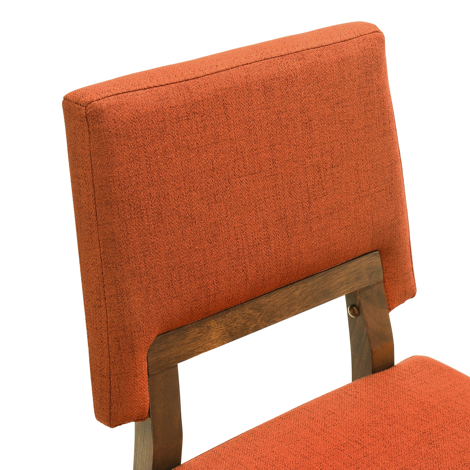 Channell Wood Dining Chair in Walnut Finish with Orange Fabric - Set of 2 By Armen Living - Image 7