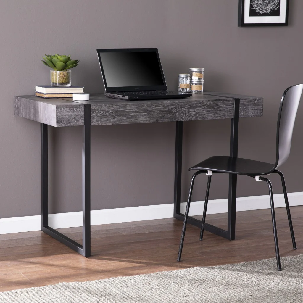 Charcoal Black Small Space Desk By Homeroots